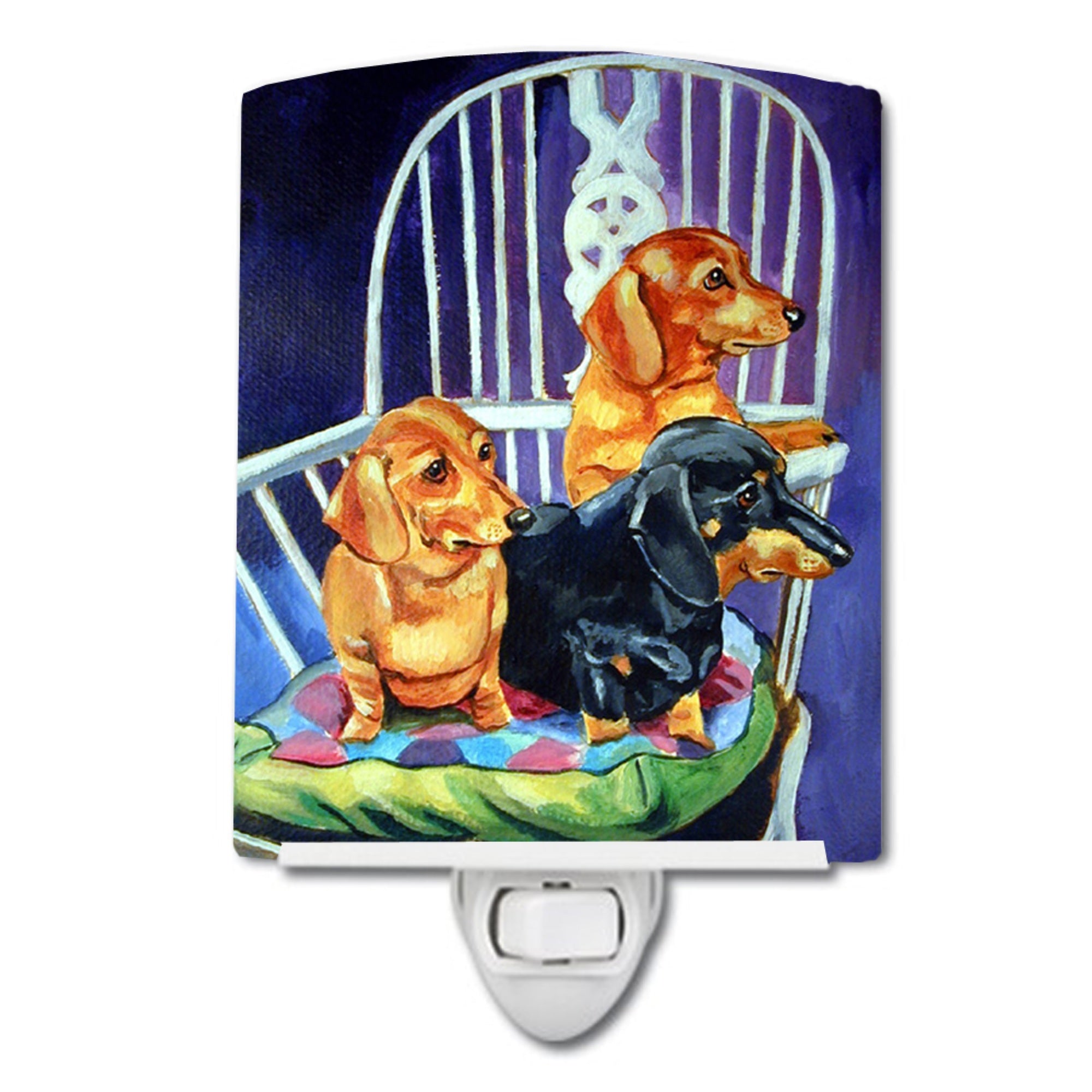  inchCarolines Treasures Dachshund Two Red and a Black and Tan Ceramic Night Light, 6x4, Multicolor inch