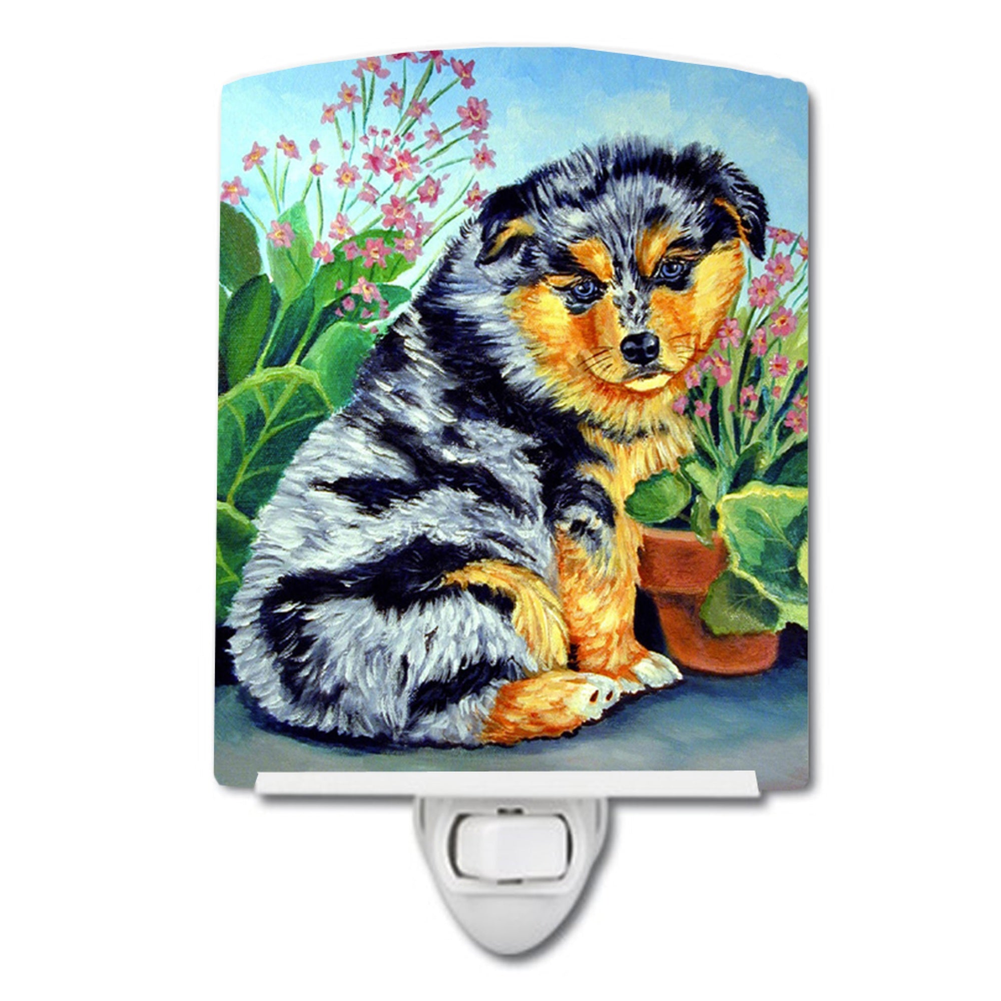  inchCarolines Treasures Australian Shepherd Puppy Ceramic Night Light, 6x4, Multicolor inch