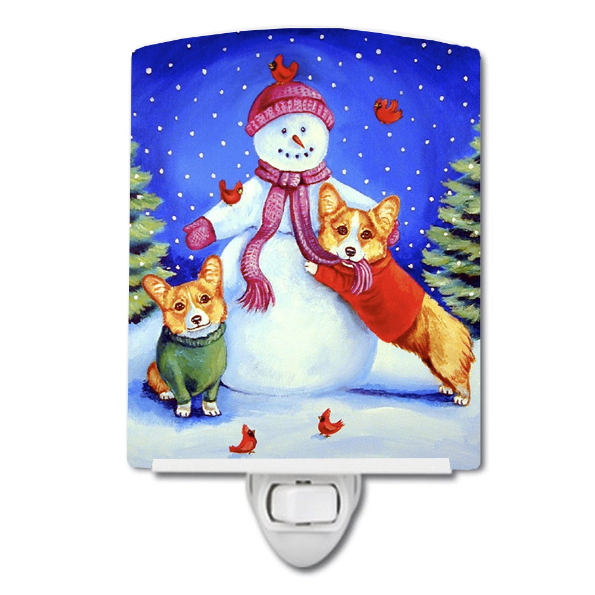  inchCarolines Treasures Snowman with Corgi Ceramic Night Light, 6x4, Multicolor inch