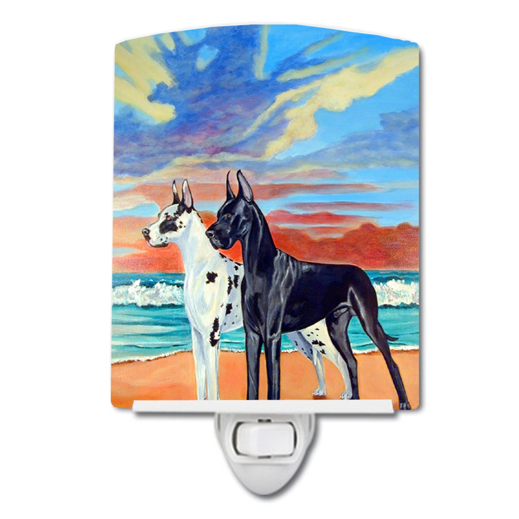  inchCarolines Treasures At sunset Dane Harlequin and Black Ceramic Night Light, 6x4, Multicolor inch