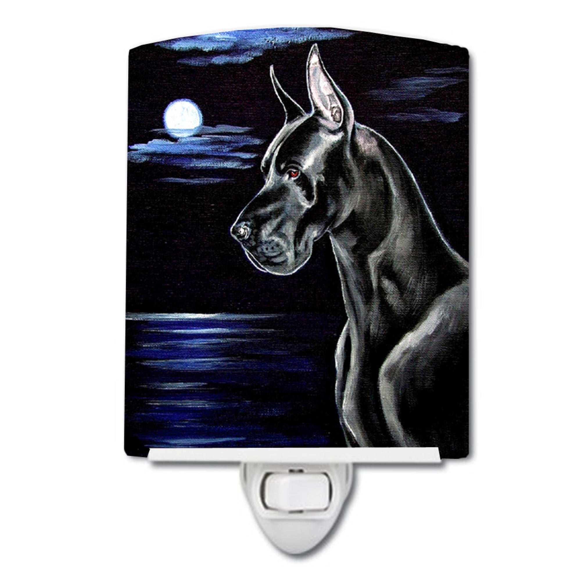  inchCarolines Treasures Black Dane in the Moonlight Ceramic Night Light, 6x4, Multicolor inch