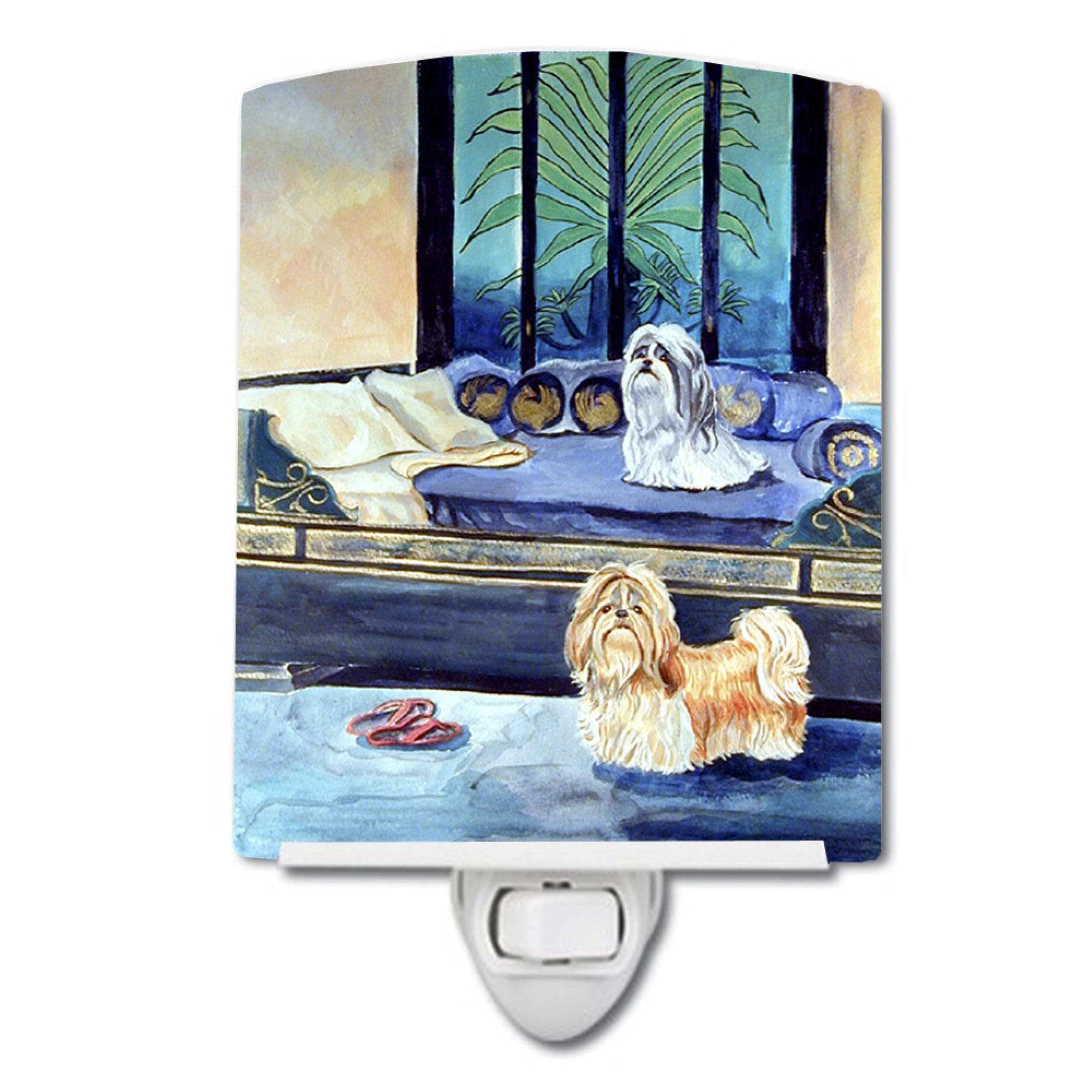  inchCarolines Treasures Shih Tzu Double Trouble Ceramic Night Light, 6x4, Multicolor inch