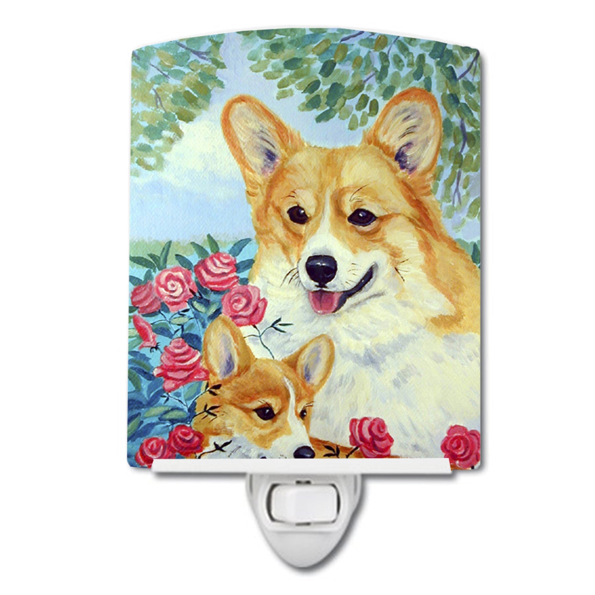  inchCarolines Treasures Corgi Momma loves Roses Ceramic Night Light, 6x4, Multicolor inch