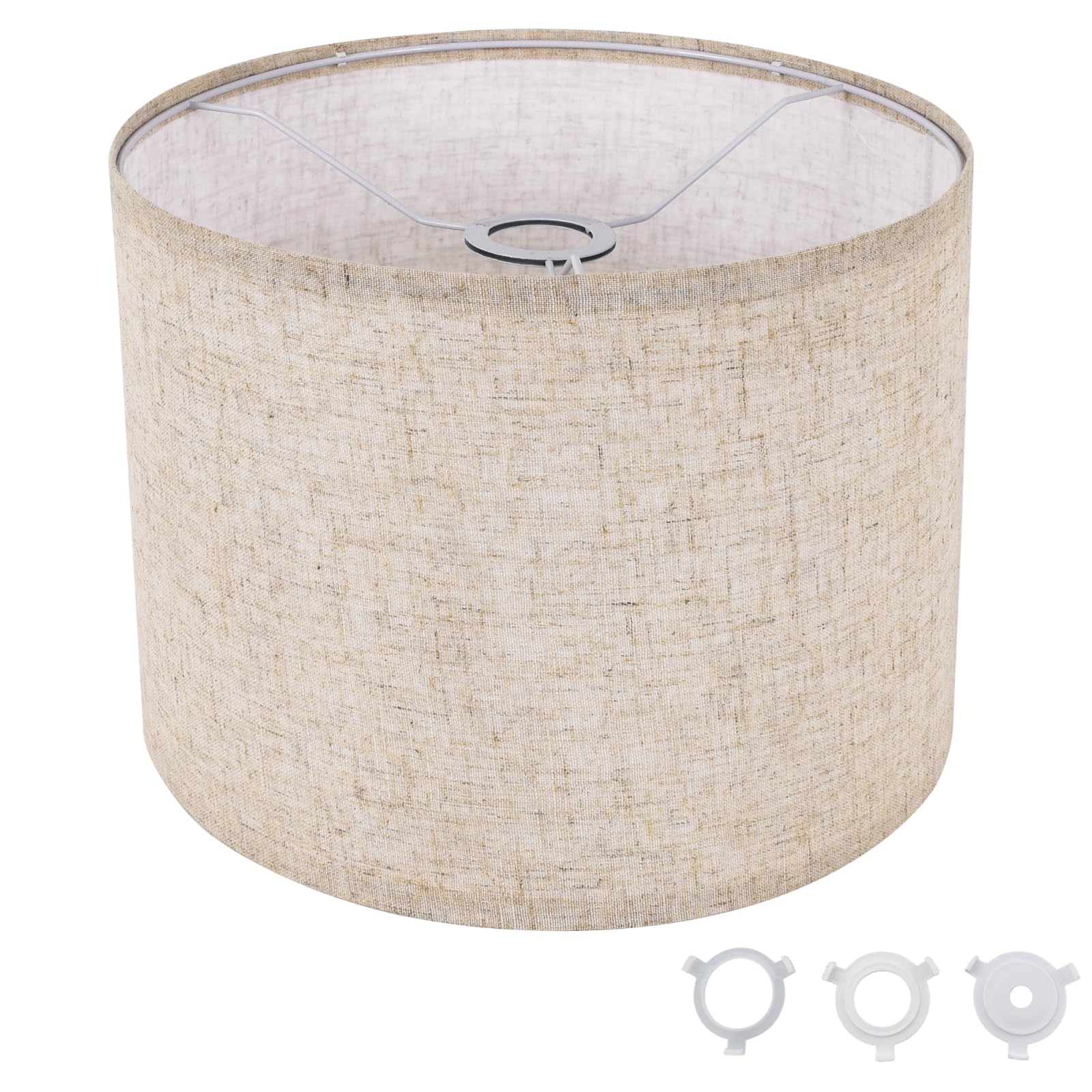 Small Lamp Shade, Beige Drum Lampshade 8.7''Top X 8.7'' Bottom X 7.9'' High, Replacement Lamp Shade Natural Linen Hand Crafted For Table Lamps Floor Lamps Chandelier Lamp, Easy Assembly Required