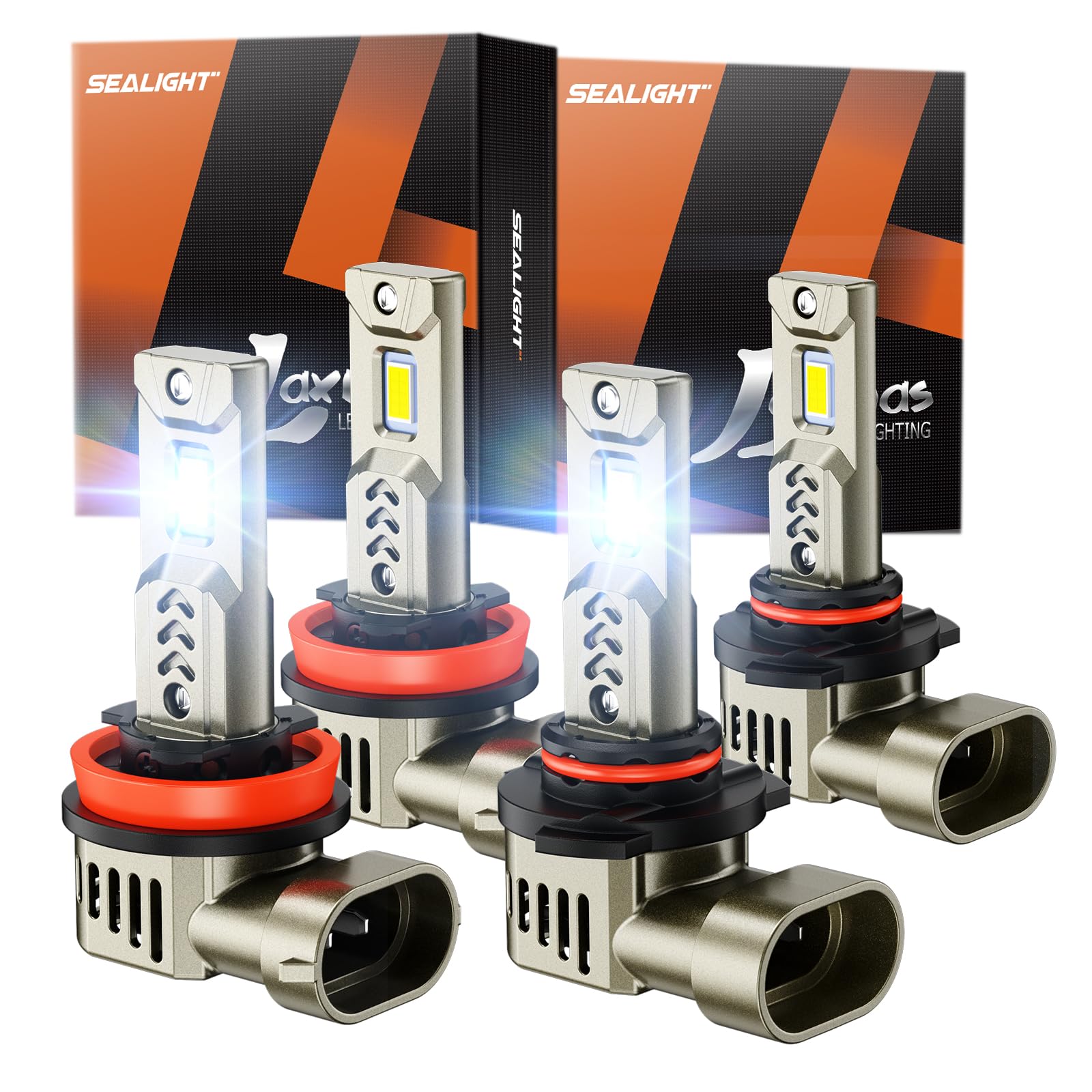 SEALIGHT L2S HB3 H9 Bulb Combo 90000 Lumens 6500K Cool White Light 9005 H11 4 Pack