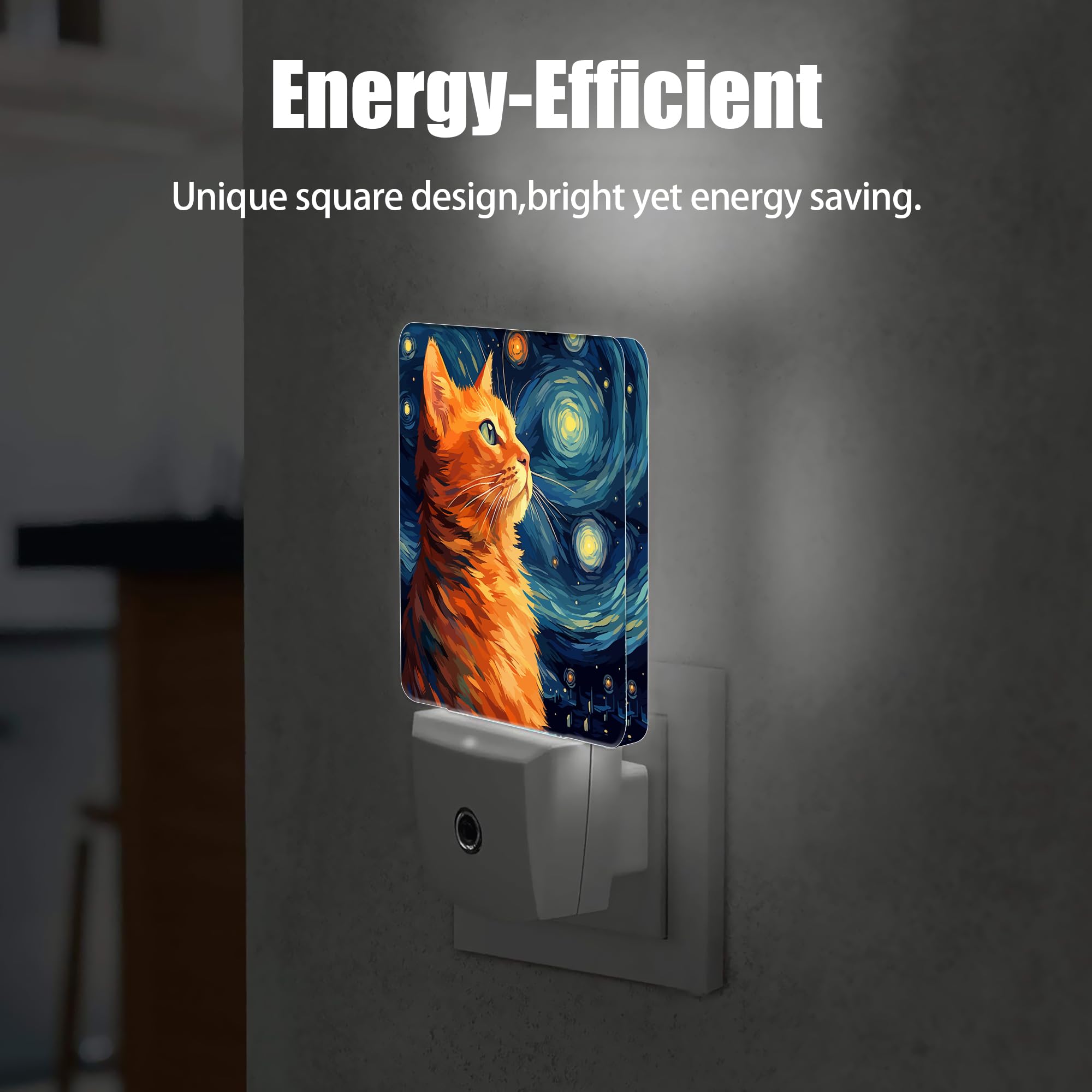 Jopowide Cat Night Light, Lonely Ginger Cat Night Lights Plug Into Wall Decor For Bedroom, Bathroom, Hallway, Kitchen, Dusk To Dawn Sensor Nightlights For Boys Girls Women Men Room Gifts