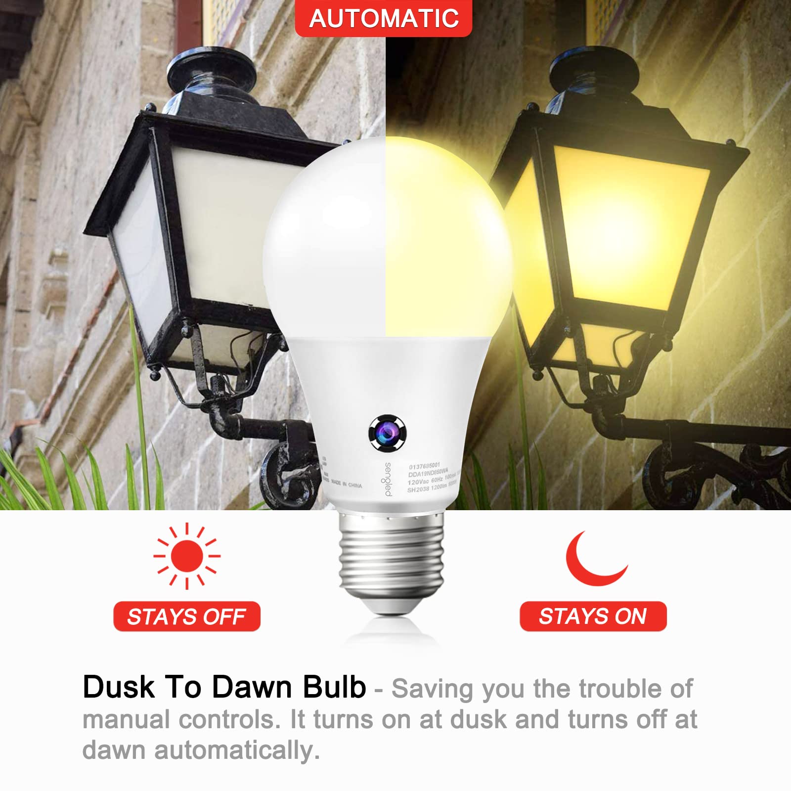 Sengled A19 LED Light Bulbs, 10.5W (75W Eqv.), 1200 Lumens, Warm White, E26 Base, Pack of 6, Model
