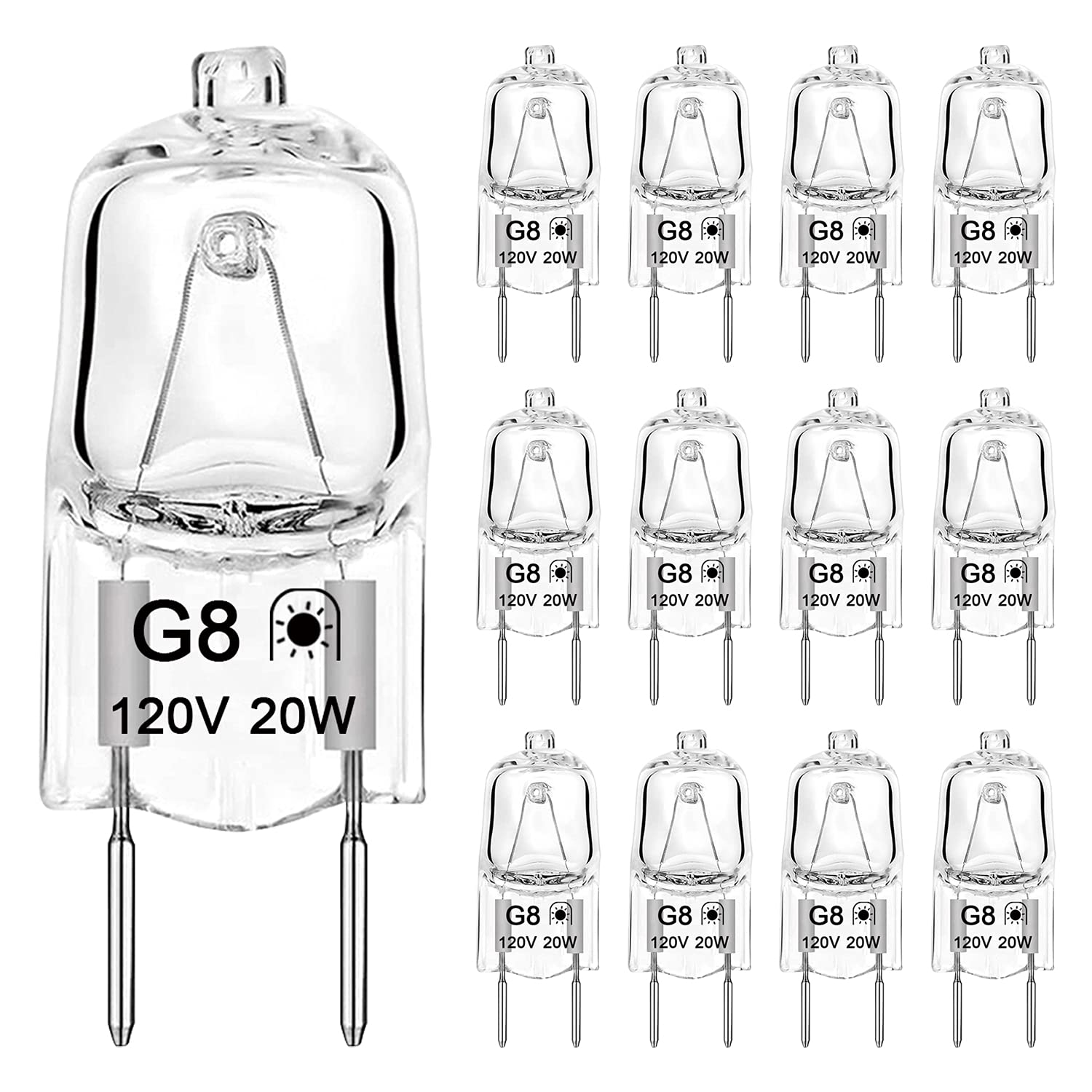 Gaormii G8 Halogen Light Bulbs 20W 120V Xenon Under Cabinet Puck Lighting Replacements G8 Base 2Pin T4 Jcd Type Dimmable 2700K W