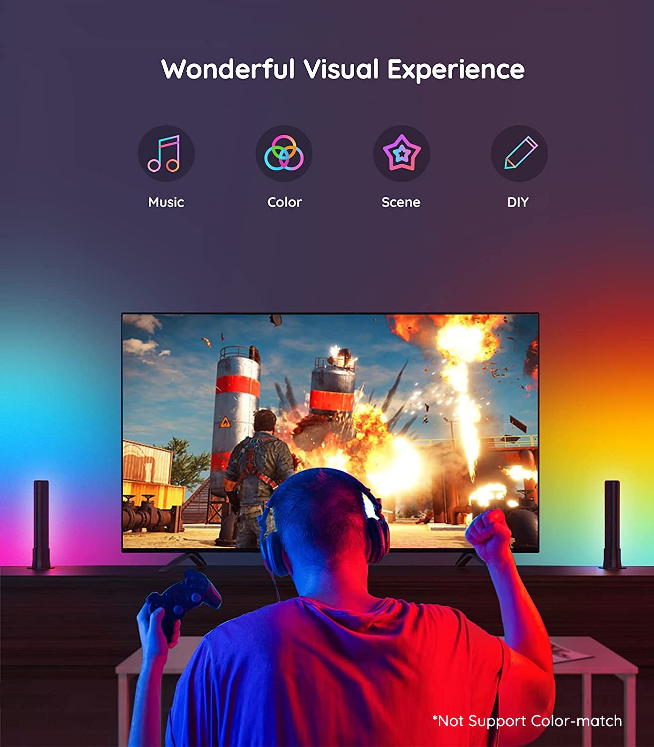 Govee Smart Light Bars, RGBICWW Smart LED Lights with 12 Scene Modes and Music Modes, Bluetooth Color Light Bar for Entertainmen