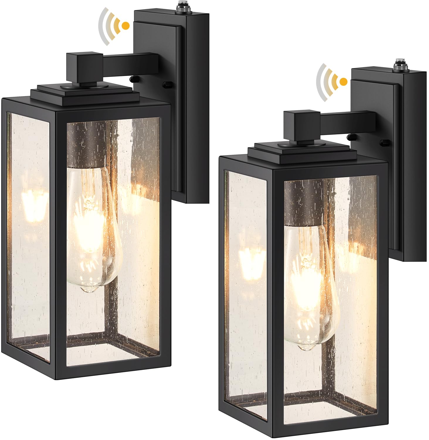 VIANIS 2 Pack Dusk to Dawn Outdoor Wall Lighting, Black Exterior Light Fixture Wall Mount for House, Anti-Rust Modern Outside Wa