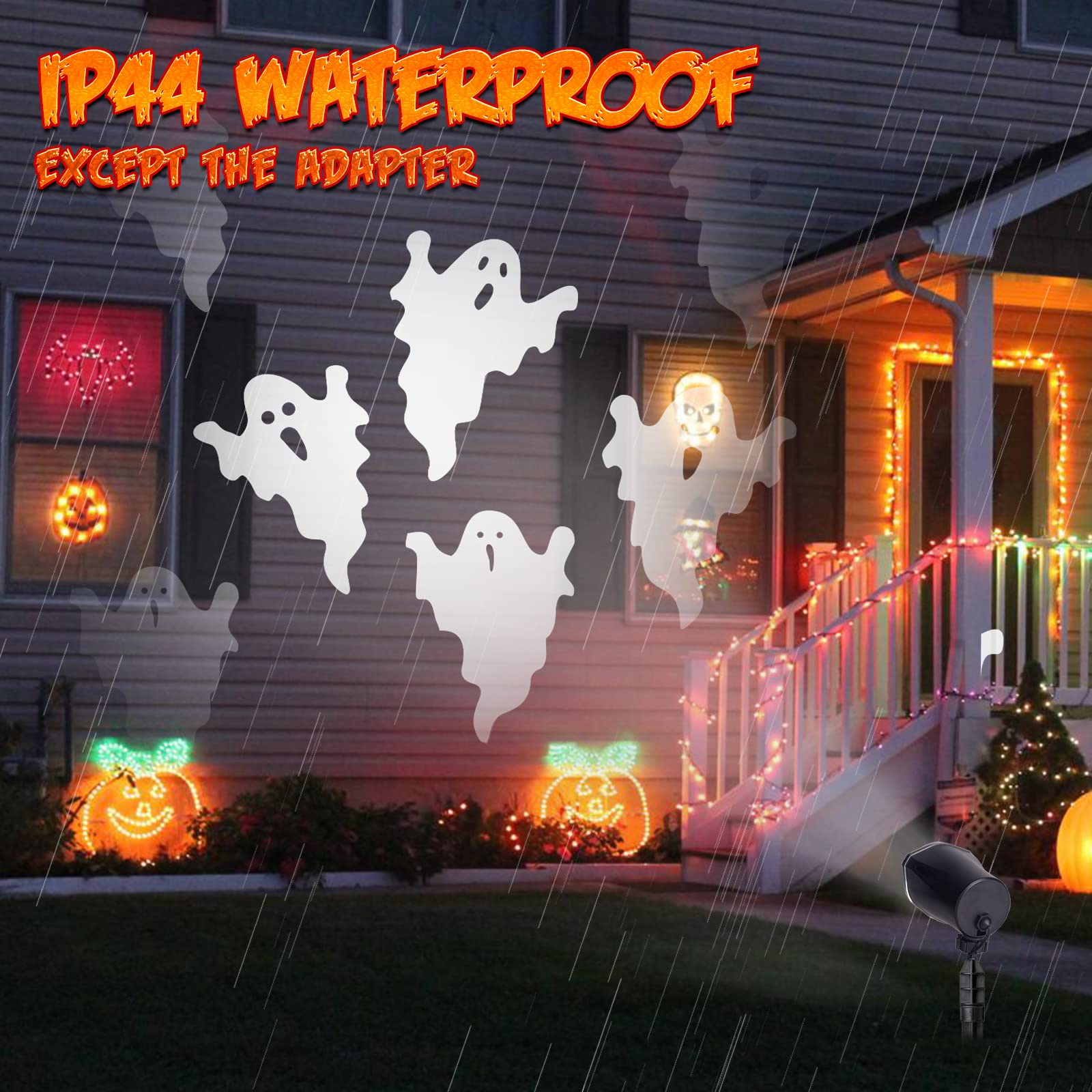 PEIDUO Halloween Projector Lights, Rotating Ghost Projector Halloween, Waterproof Outdoor Halloween Projector, Landscape, Yard,