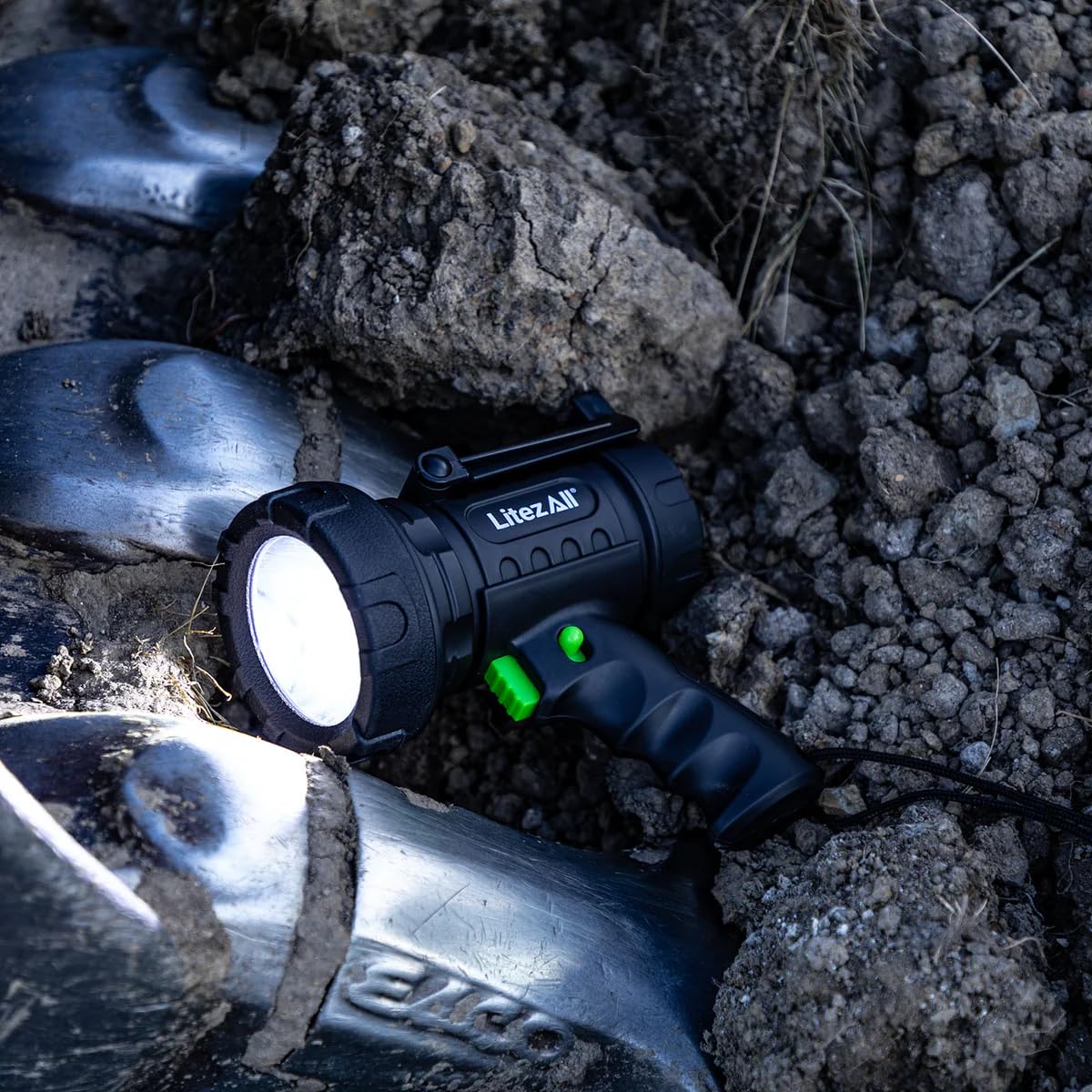 LitezAll ULTAC3 Rechargeable Spotlight - 1000 Lumen Handheld, USB-C Charging, IPX7 Weather Resistant, Black, Model 28332