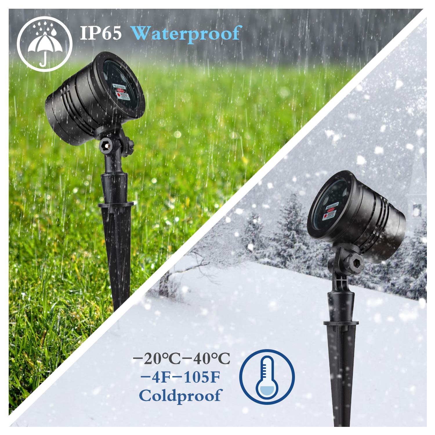 Christmas Laser Lights With Wireless Remote - Red/Green Star Projector For Outdoor Garden, Patio, Wall Decoration