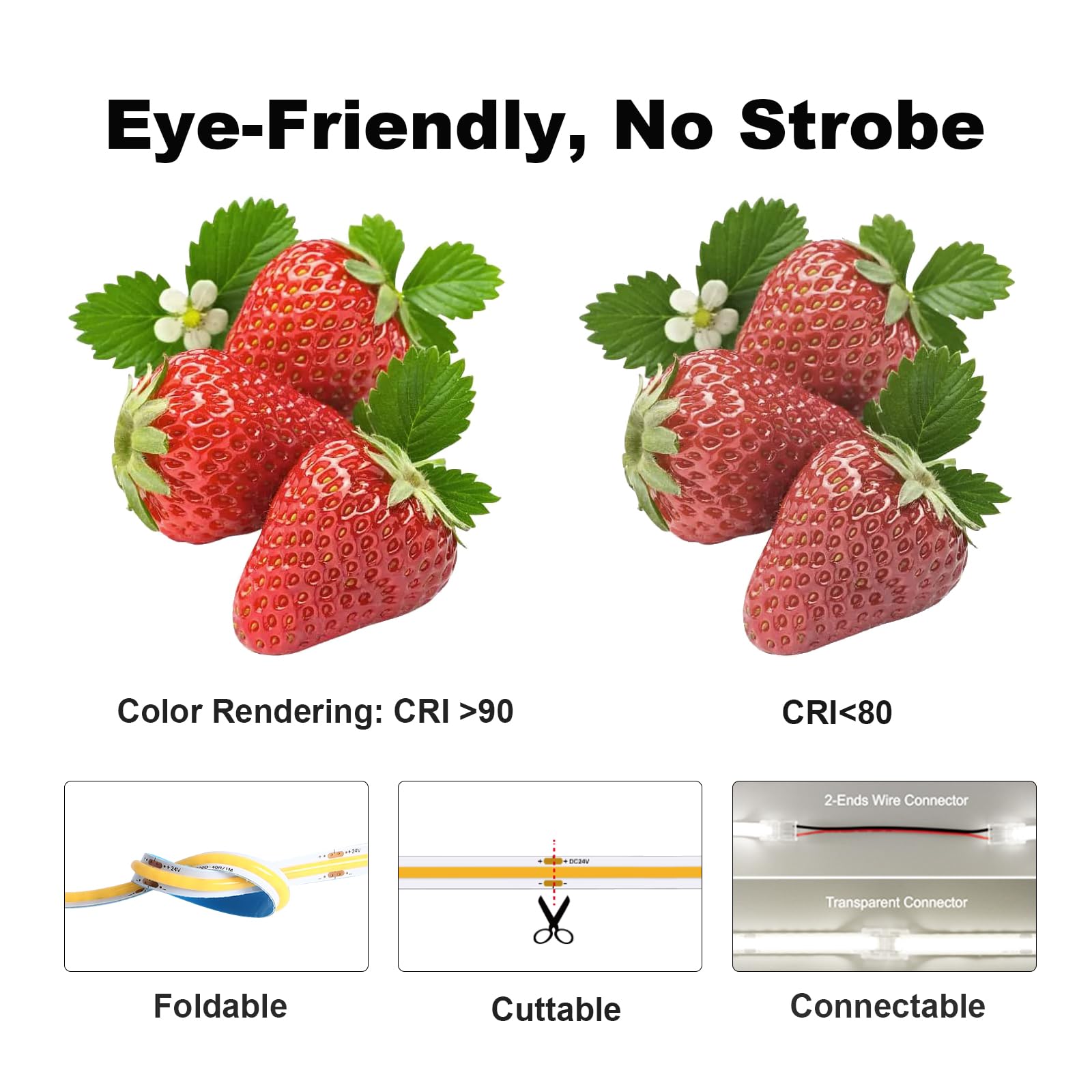 Bunacet Cob Led Strip Lights 5760Leds, 40Ft 4000K Dimmable Daylight Bright Led Lights For Bedroom Counter Under Cabinet Kitchen