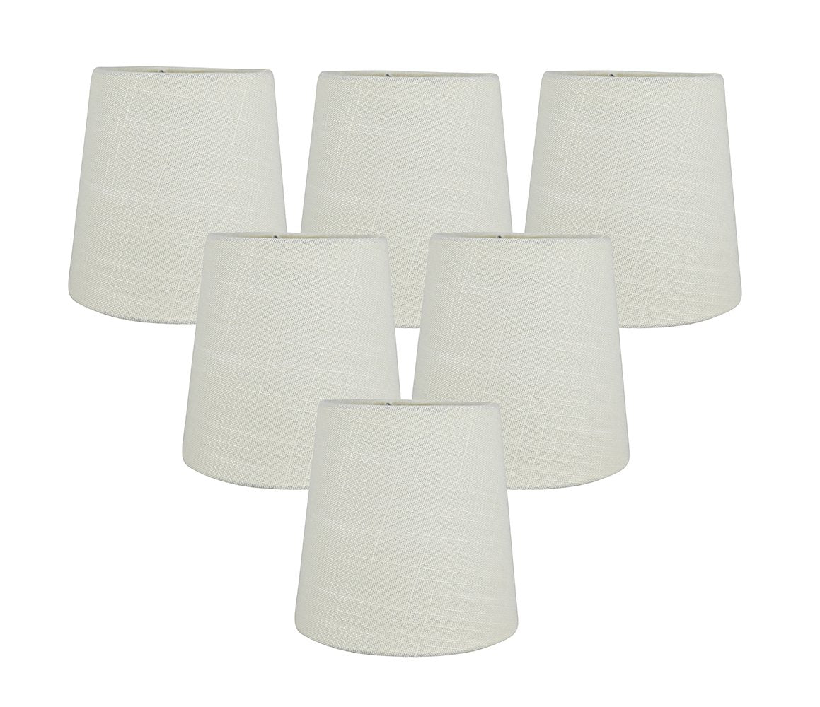 Meriville Set Of 6 Eggshell Linen Clip On Chandelier Lamp Shades, 4-Inch By 5-Inch By 5-Inch