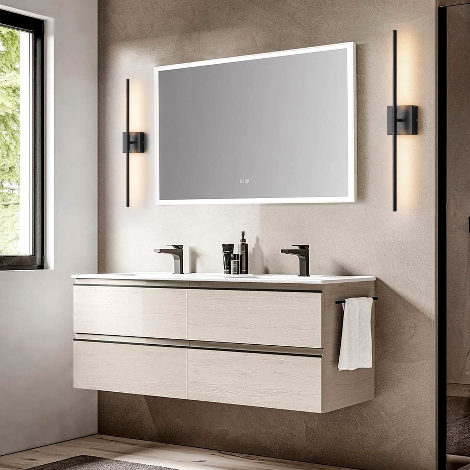 Kuzzull Wall Sconces Set Of Two Matte Black Wall Light Fixtures Wall Lamp With Led 3000K 12W Sconces Wall Lighting Wall Lights S