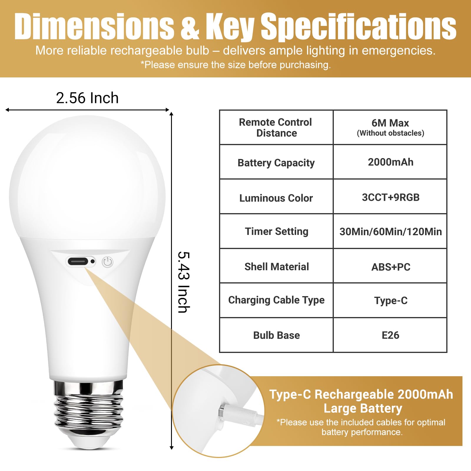 Yochoice LED A19 Light Bulb with Remote Control, Dimmable, 9 Colors, 2 Pack, White, Model HR-IRDA21S1, Rechargeable, Wireless