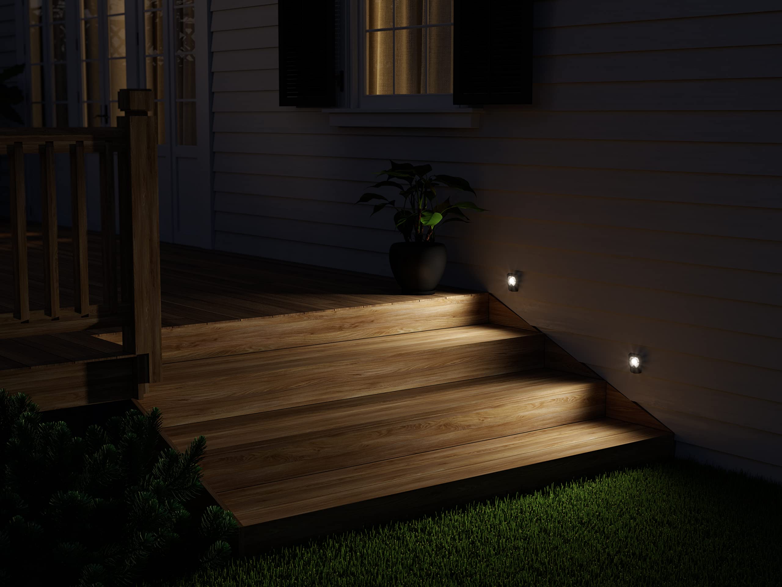 Good Earth Lighting Battery Operated LED Landscape Lights, Motion Sensor, 50 Lumens, Bronze, Set of 2, Model LS1322-BRM-04LF5-G