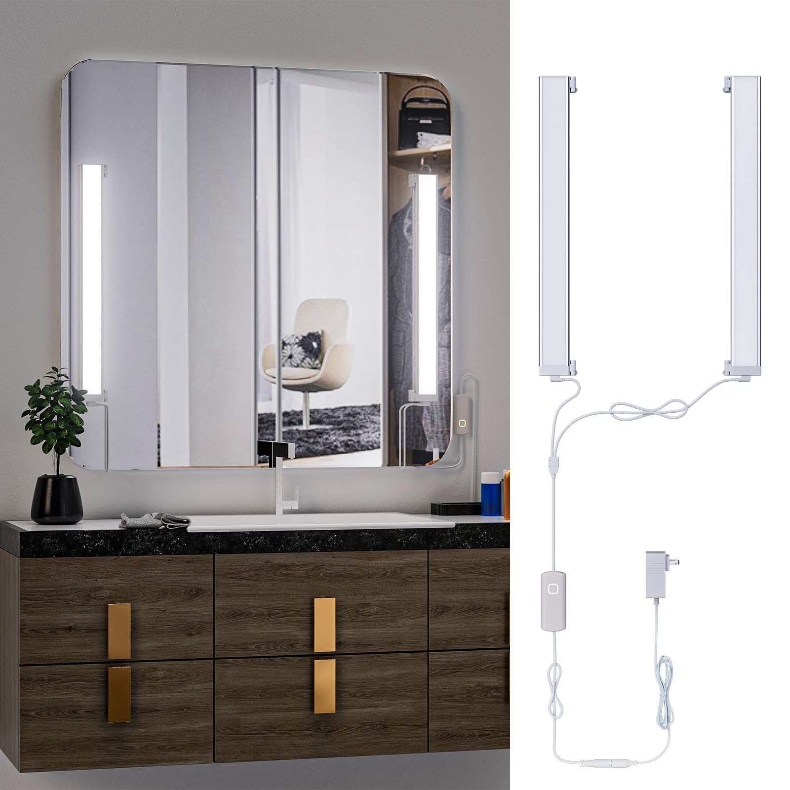 My Beauty Light Led Vanity Lights, Angle Adjustable, Dimmable, 15.3L X 1.9W, Silver, Model Bm201