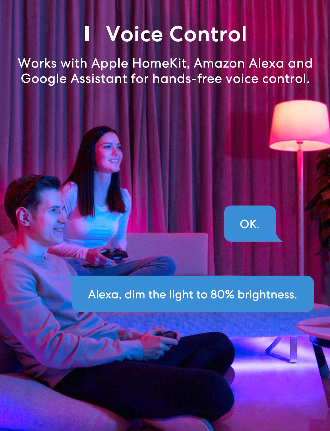 Meross Smart Led Strip Lights, 32.8Ft Wifi Rgb Strip, Works With Apple Homekit, Siri, Alexa&Google And Smartthings, App Control,