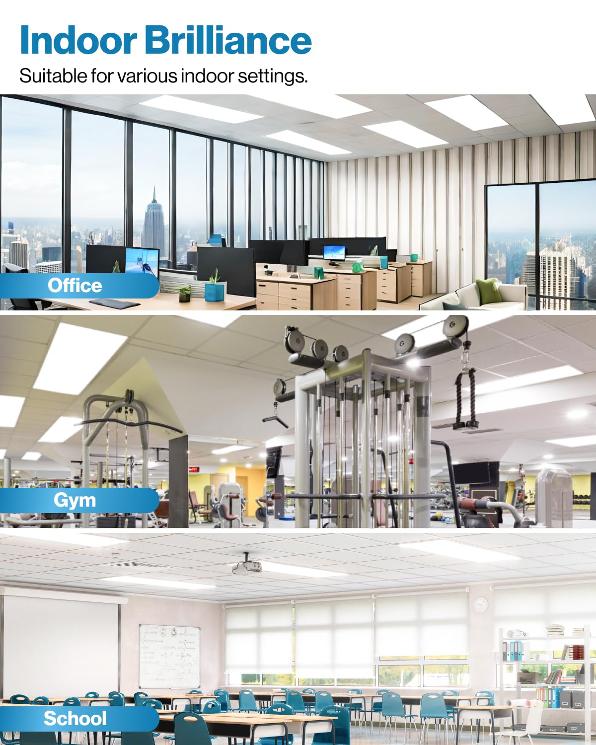 Sunco LED Flat Panel Light, 2x4, 7700 LM, 40W/50W/60W, Dimmable, 3 CCT (4000K/500