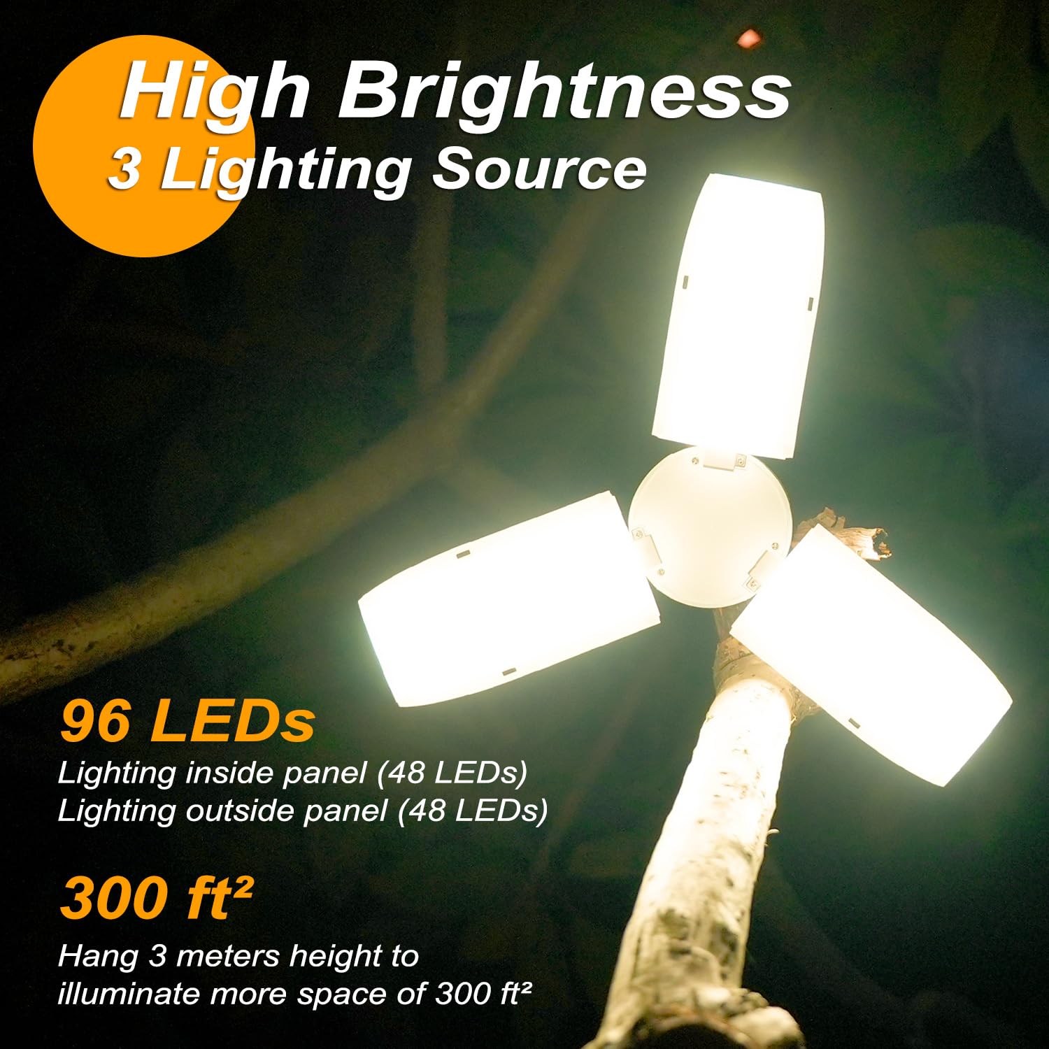 Led Camping Lantern Rechargeable, Foldable Camping Light With 96 Leds,5000Mah Tent Light With Stepless Dimming,Ipx4 Waterproof Lantern For Power Outages,Emergency,Outdoor,Camping Gear