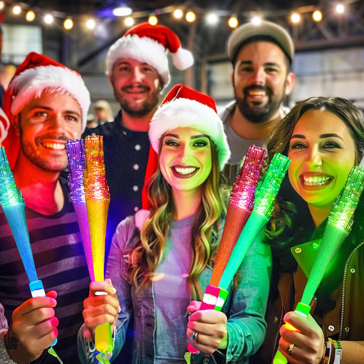 OceanWings Glow Fiber Optic Wands - LED Light-Up Party Supplies, Multi-Colored, Model HD0418, Batteries Included