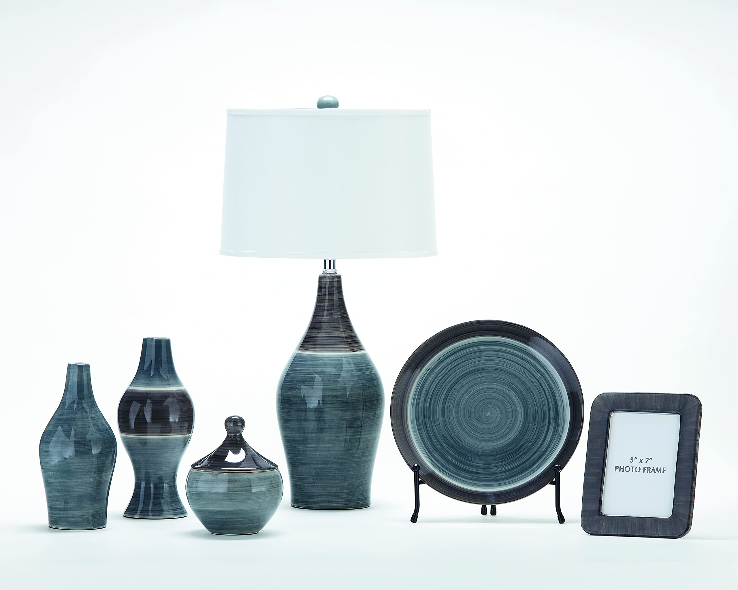 Signature Design by Ashley Niobe Table Lamp Set, Ceramic, 28in, Multicolored & Gray, Model L123884