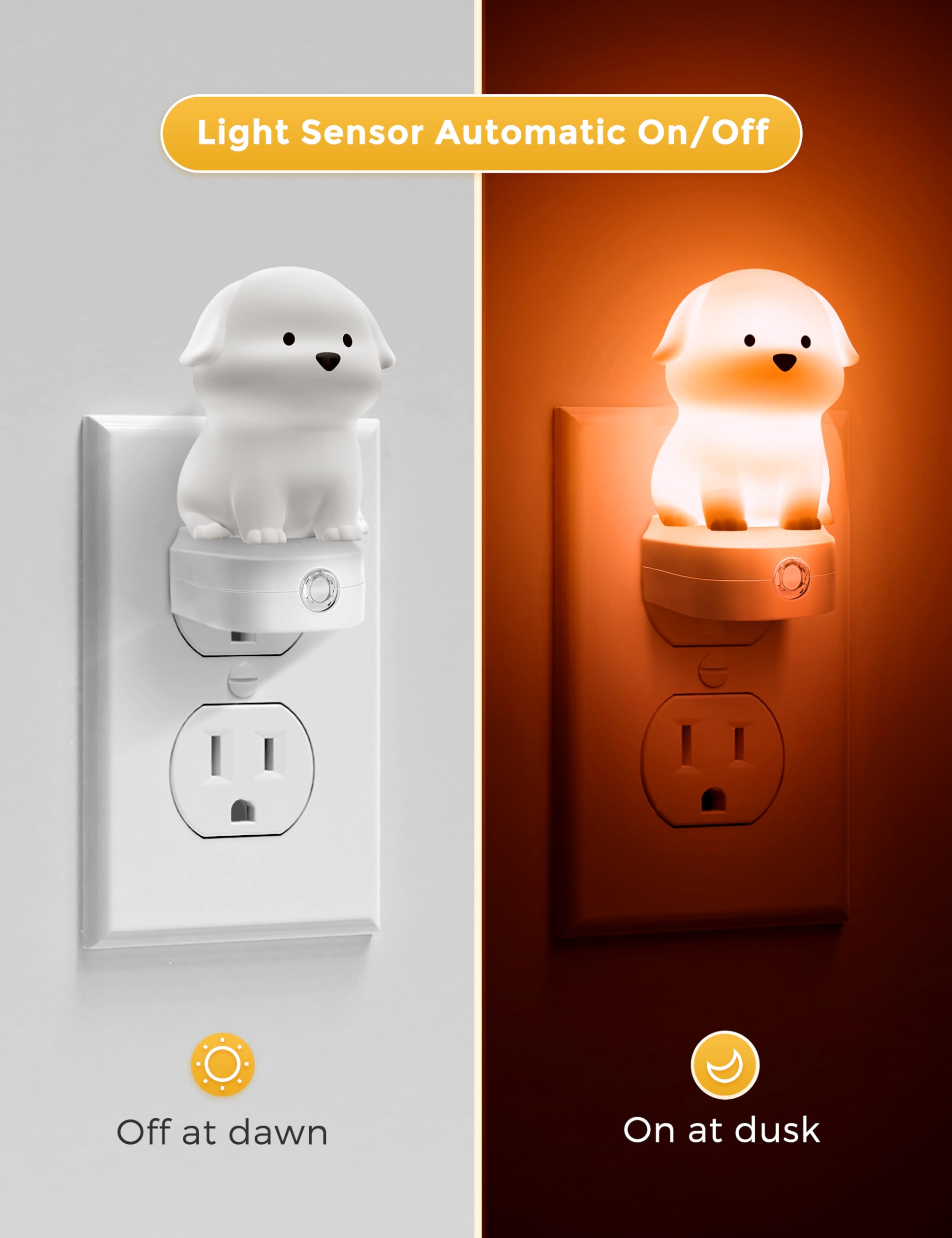 L Lohas Led Plug In Night Light For Kids  3D Cute Puppy Night Lights With Dusk To Dawn Sensor  Rgb+Soft White 3000K Dog Night Light  Christmas Birthday Gift Nightlight For Kids  Room Decor