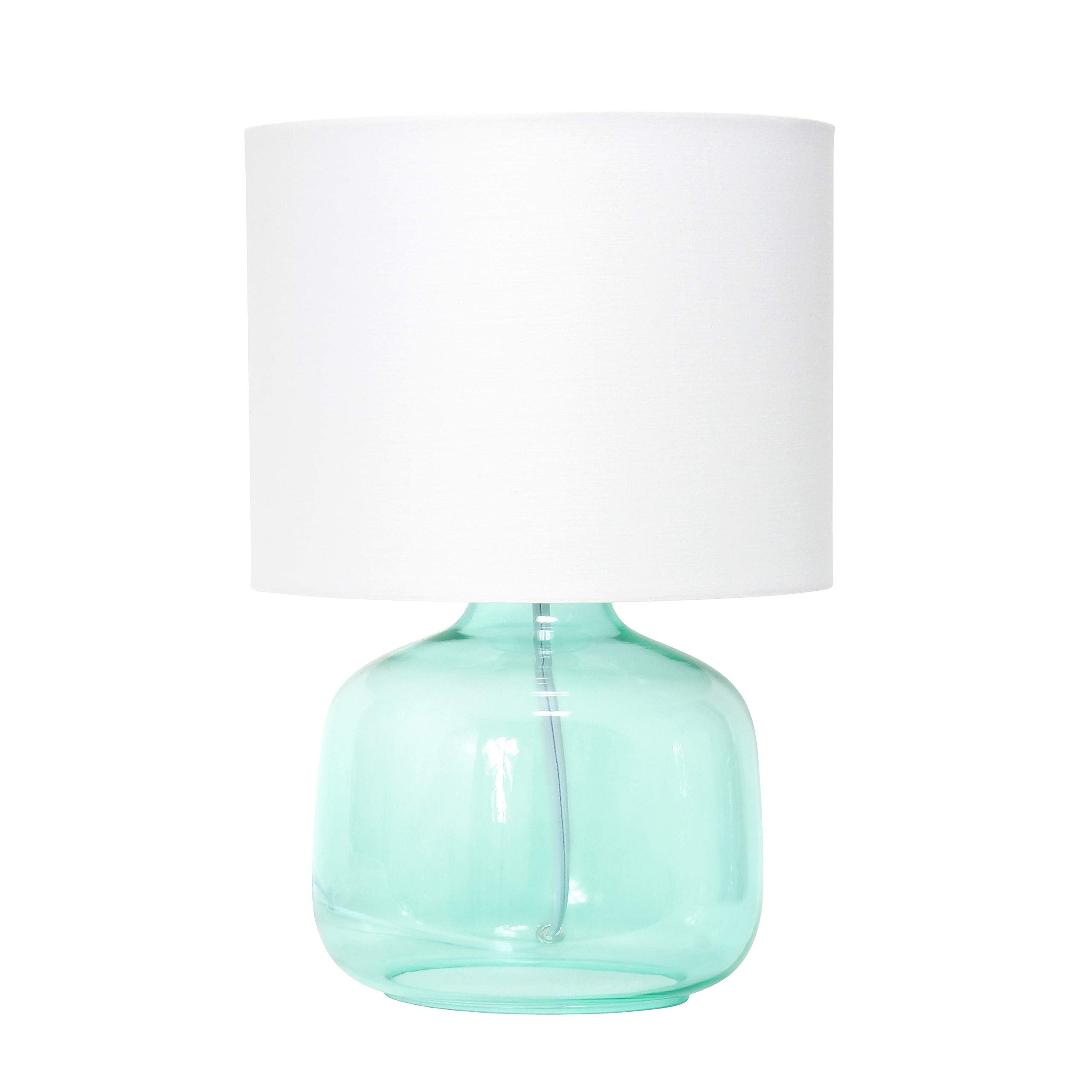 Simple Designs Lt1211-Aow 13.75'' Contemporary Glass Table Lamp, Aqua With White Shade