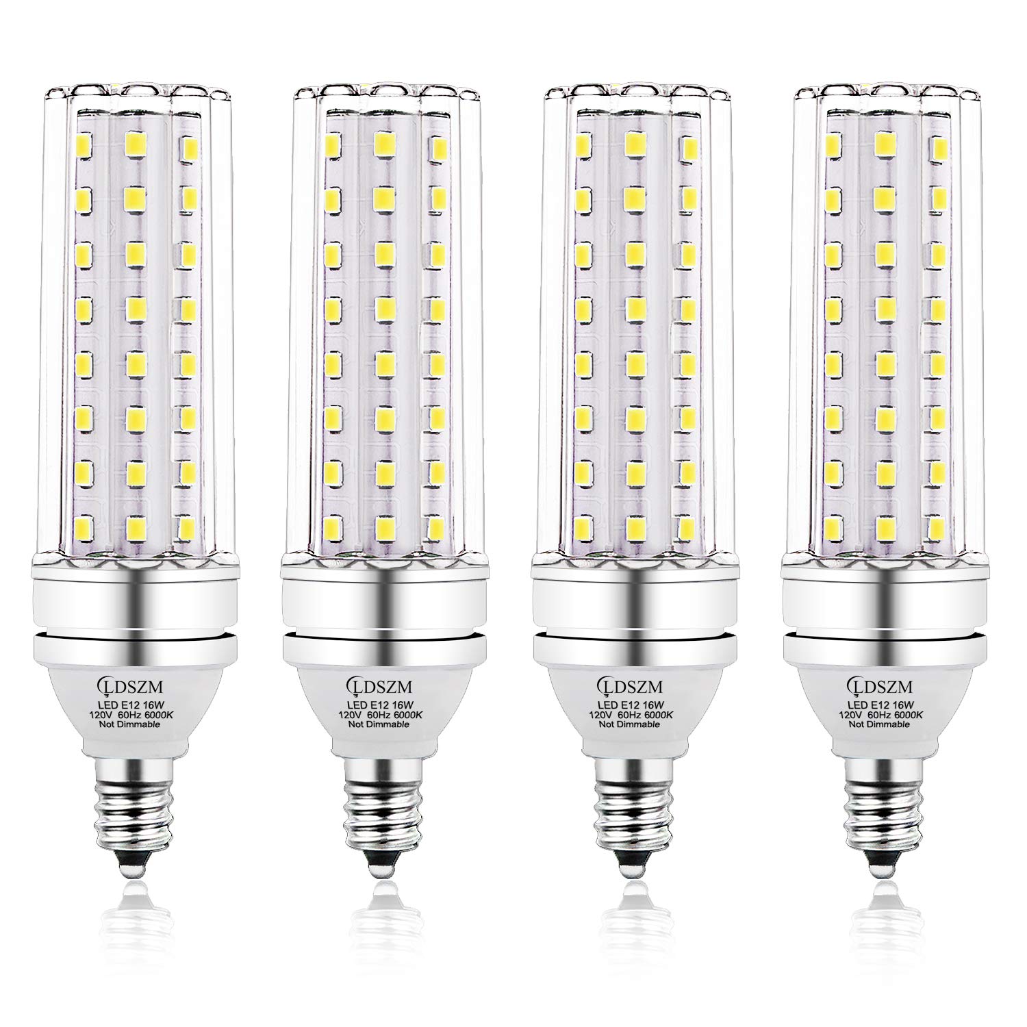 LDSZM E12 LED Candelabra Bulbs 16W 1400lm Non-Dimmable Daylight 6000K Pack of 4