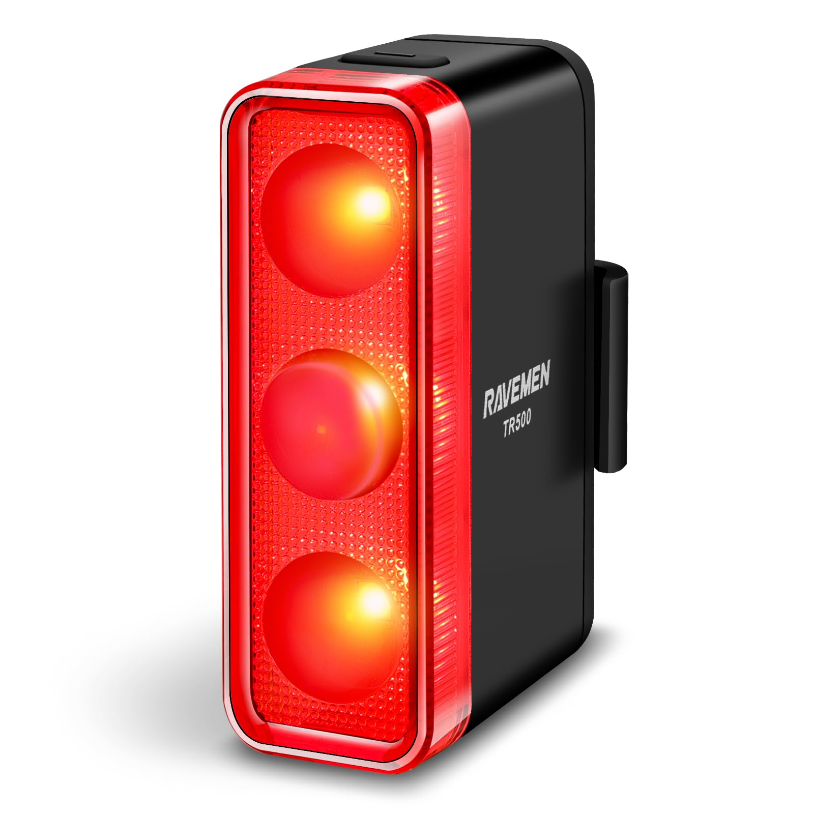 RAVEMEN TR500 500 Lumens Bike Tail Light for Daytime Night Riding, Brake Sensing Bike Rear Light with Side Visibility, 6 Light M
