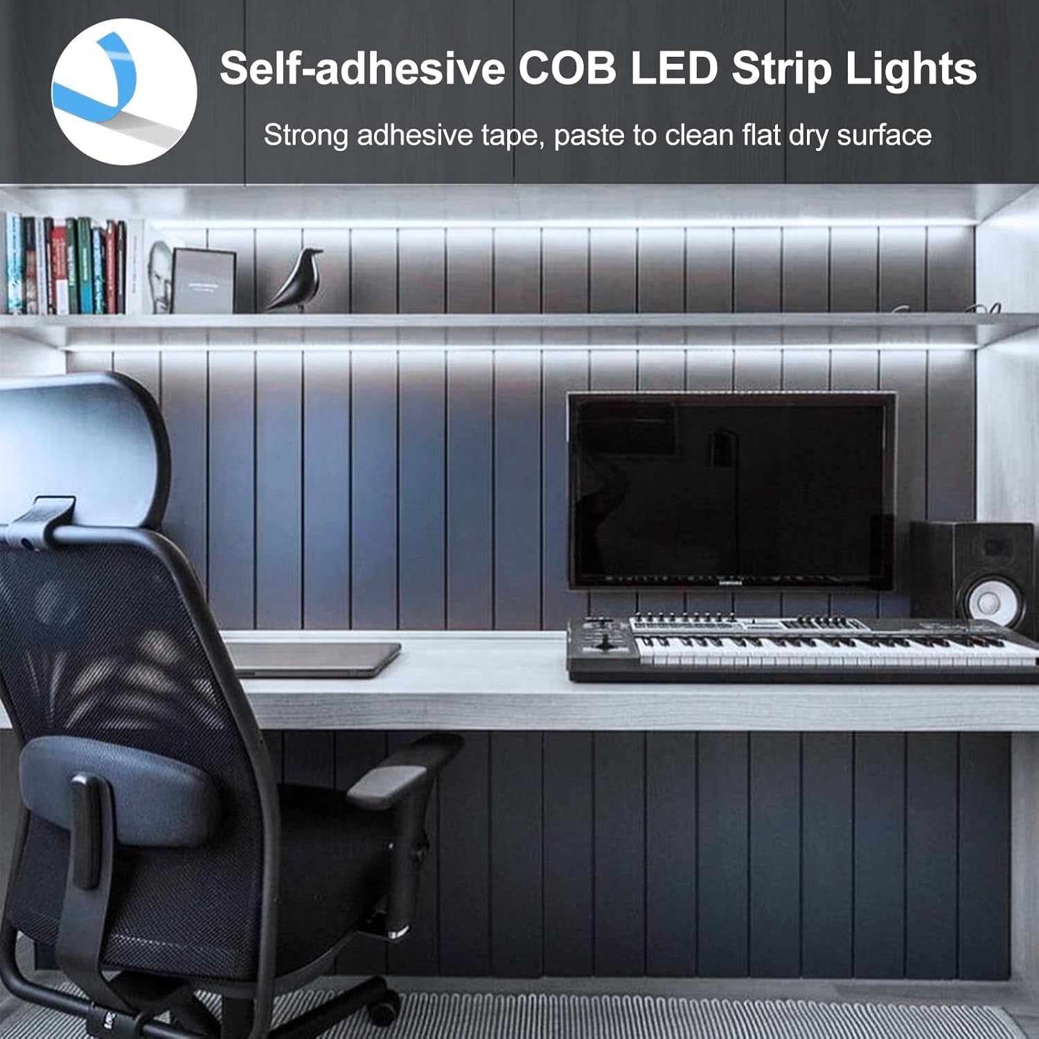 Battery Powered Led Strip Lights  Cob Motion Sensor Led Strip Lights 20 Inch X 3 Pack For Kitchen Under Cabinet Lighting  Shelves  Under Counter  Closet  Cordless Click Light  Cool White 6000K