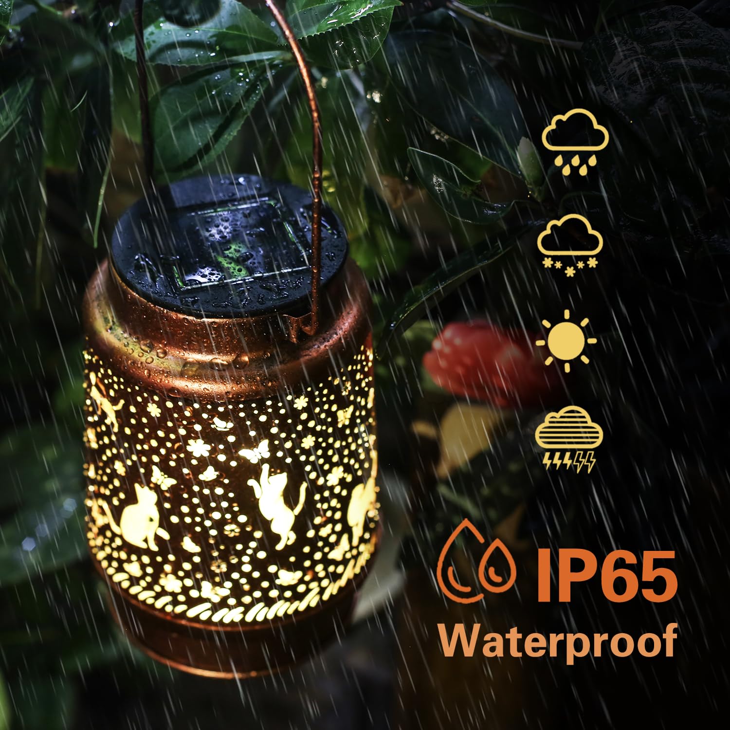 Cat Solar Lanterns Outdoor Waterproof Hanging Solar Lights Cat Gifts For Women Men Metal Decorative Led Lanterns For Yard, Patio