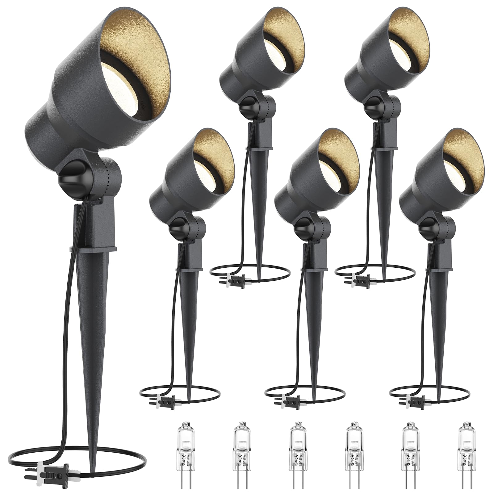 Venus Manufacturing 24 Pack Low Voltage Landscape Spotlight, 20W Halogen, Black, Waterproof