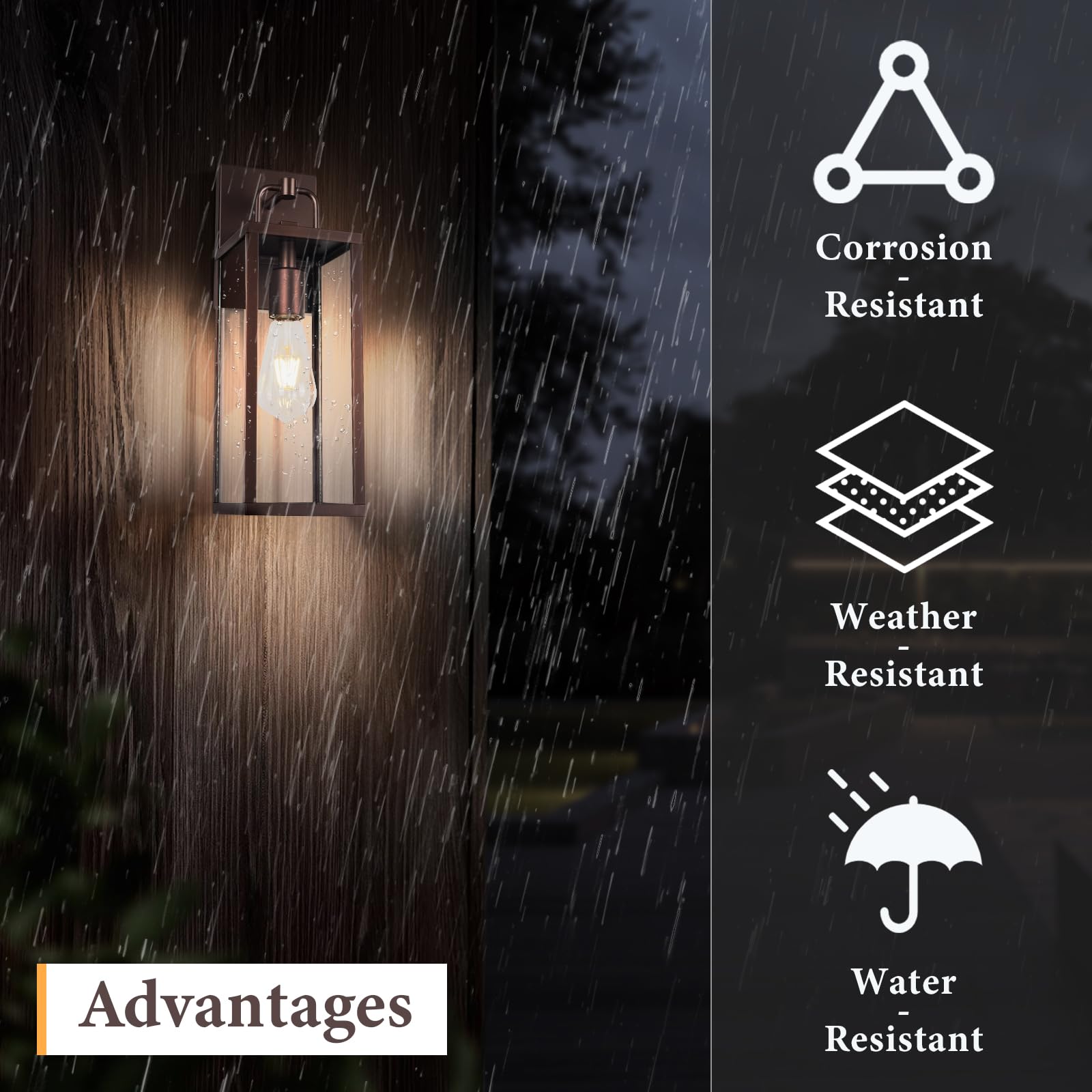 Diyel Transitional Outdoor Wall Sconce Light  16 Inch Tall Modern Exterior Wall Lighting With Clear Glass  Anti-Rust Powder Coat Bronze Outside Lantern Lamp For Front Porch Doorway Patio  1 Pack