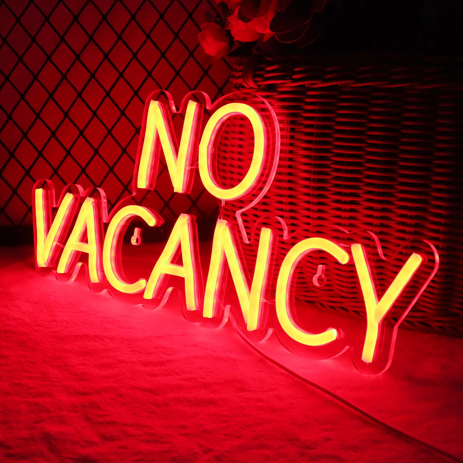 JFLLamp NO VACANCY Neon Sign - 16x7.3 Inch LED Wall Decor for Bedroom & Business, Unique Gift, 5V Adapter Included