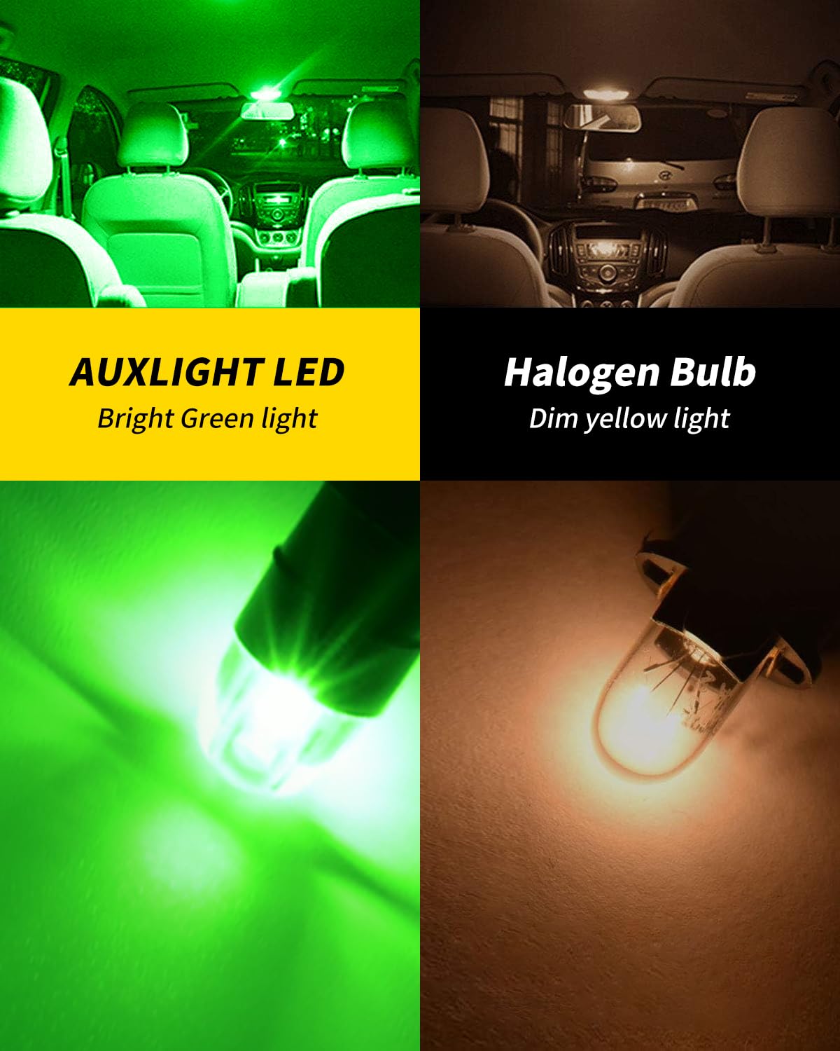 Auxlight Ba9S Ba9 1895 1891 53 57 64111 3893 47830 Error Free Led Bulb, Super Bright 3030-Smd Interior Car Bulbs Replacemet For Dome Map License Plate Glove Box Lights (Green, Pack Of 10)
