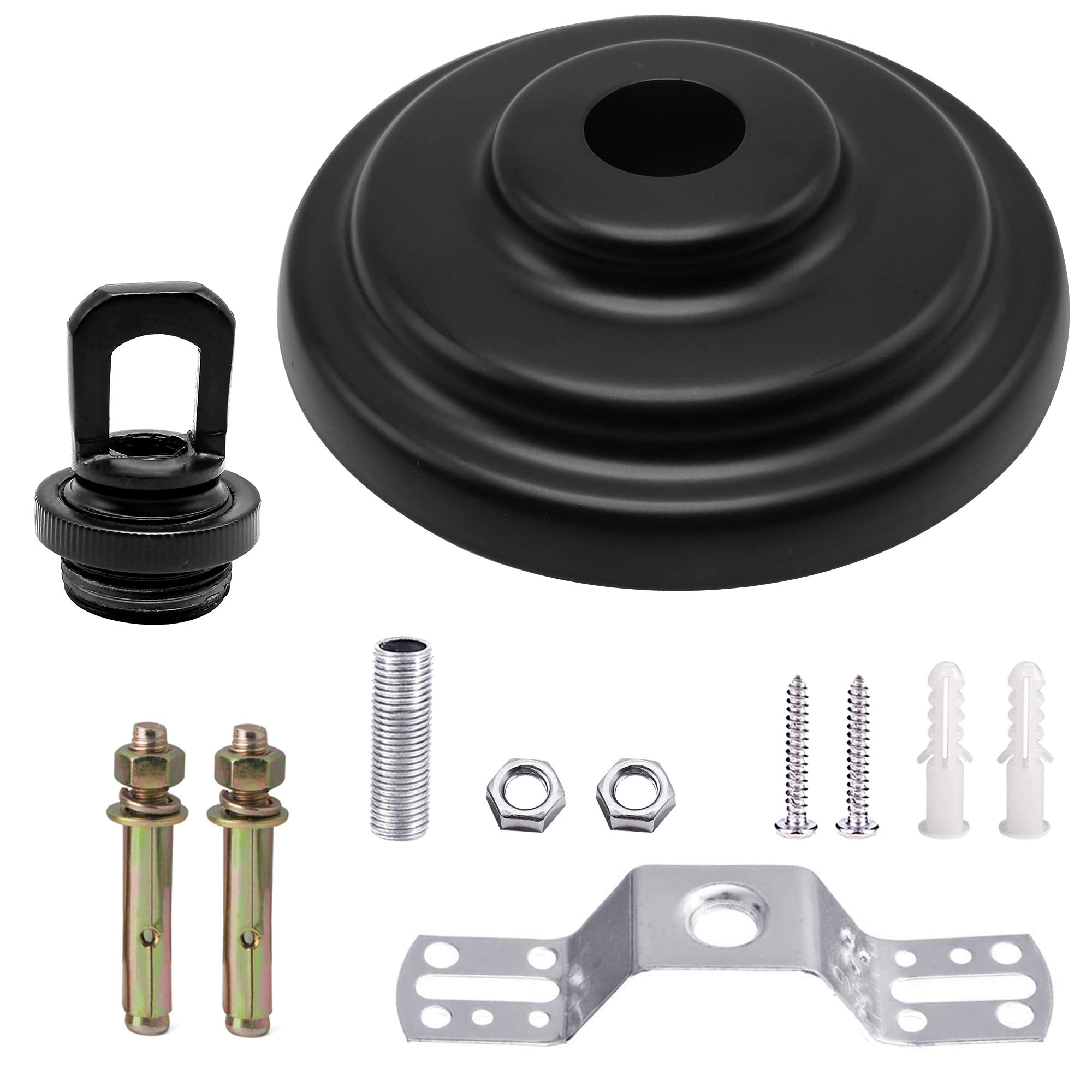 ECUDIS Heavy Duty Canopy Kit with 6ft Pendant Light Chain, Vintage Black, Max Weight 50lbs, Ideal for Chandeliers & Swag Fixtures