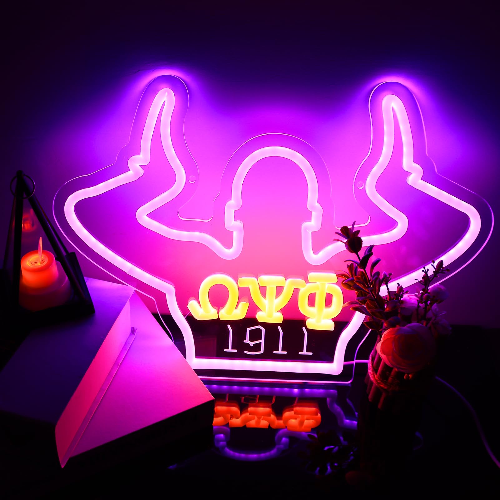O?F Neon Signs Omga Fraternity Neon Psi Phi Lights For Wall Decor 1911 Psi Phi Purple Sorority Led Sign For Birthday Gfits  Party Decor  Usb Power Sorority Signs Gifts