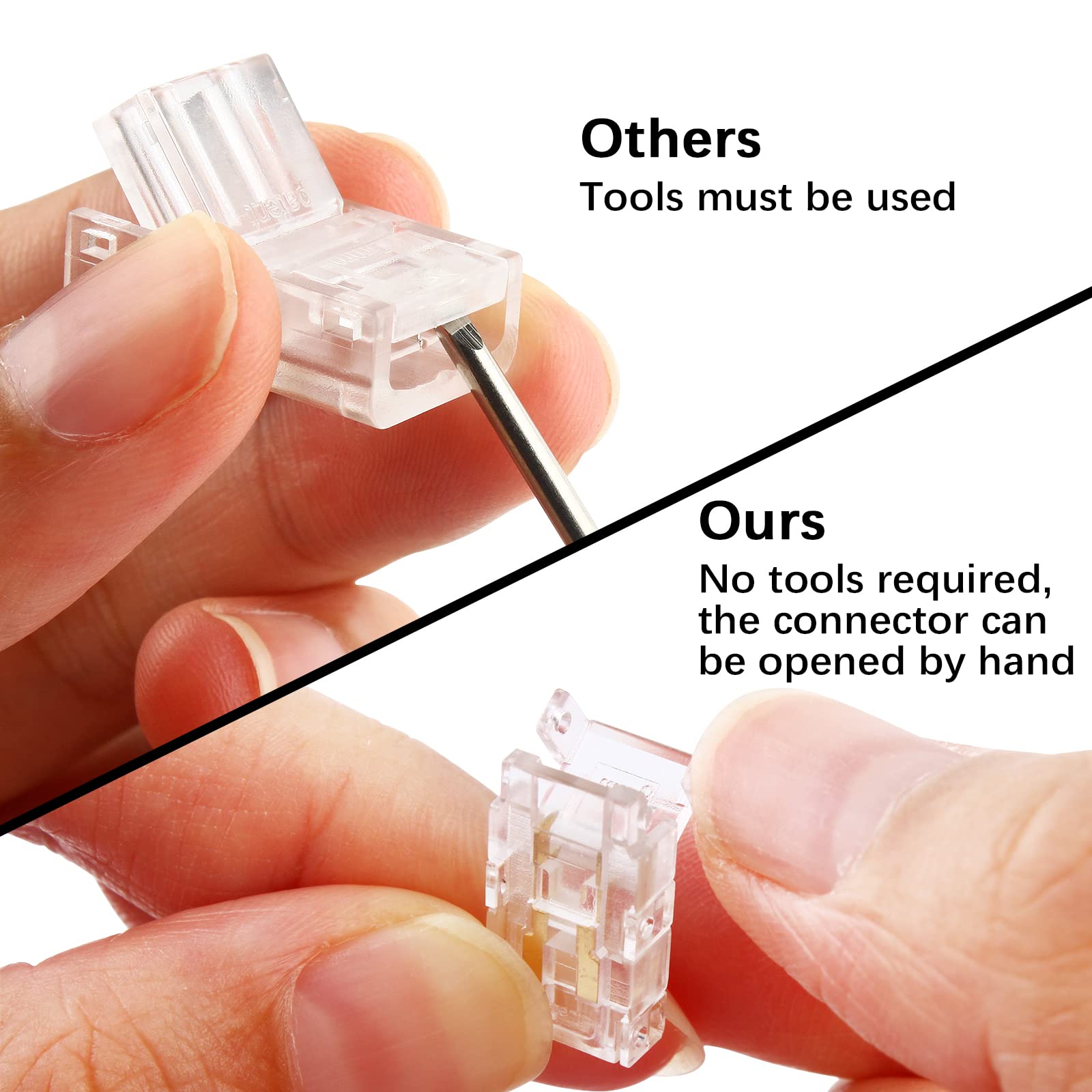 Rgbzone 12Pcs 2Pin 8Mm Cob Led Connectors Strip To Wire Connection Solderless Extension For 8Mm Cob Led Strip Lights