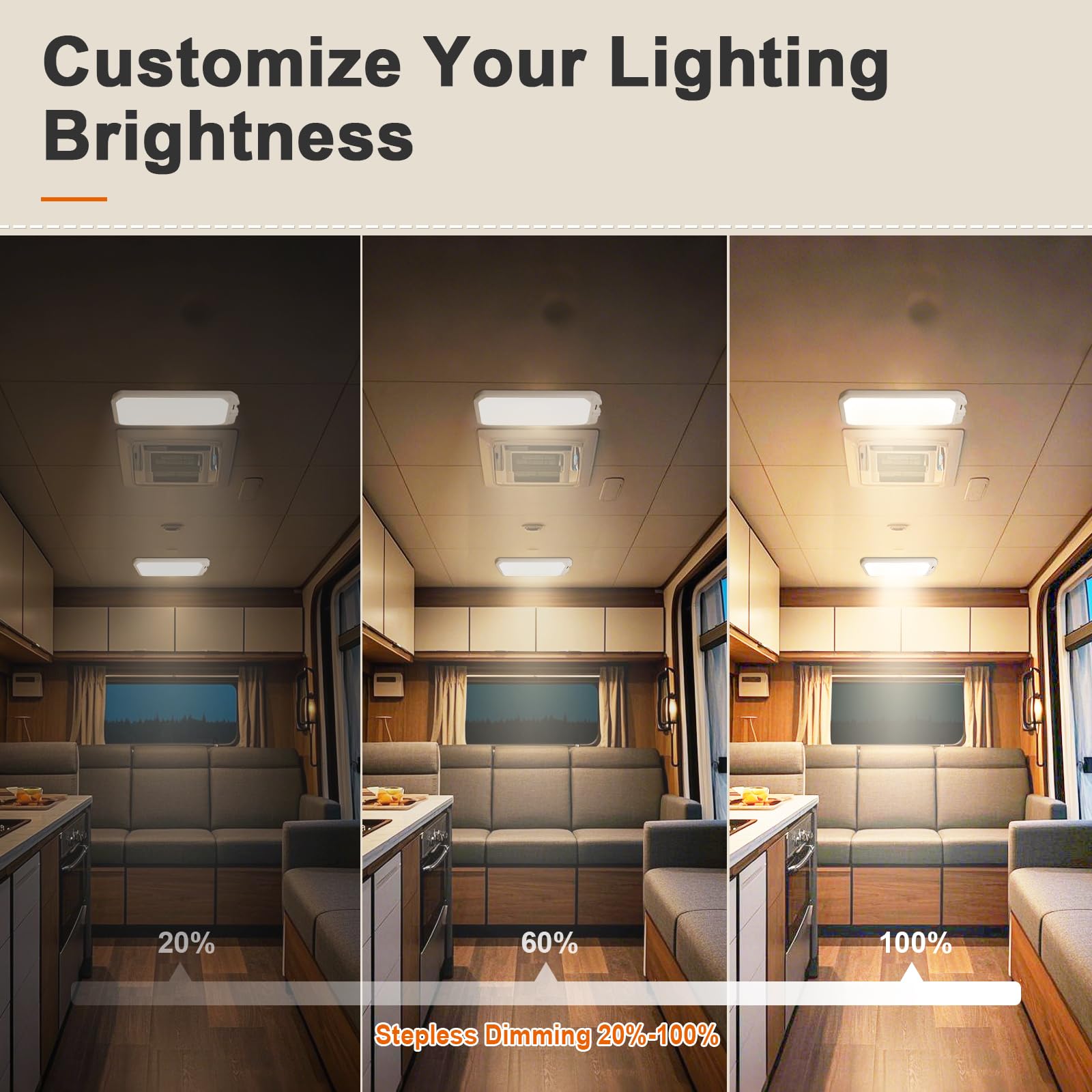 SKYJDM RV LED Interior Lights 1200LM, Dimmable 3000-6500K, 8 Pack, Remote Control, White, Model AC506-RO