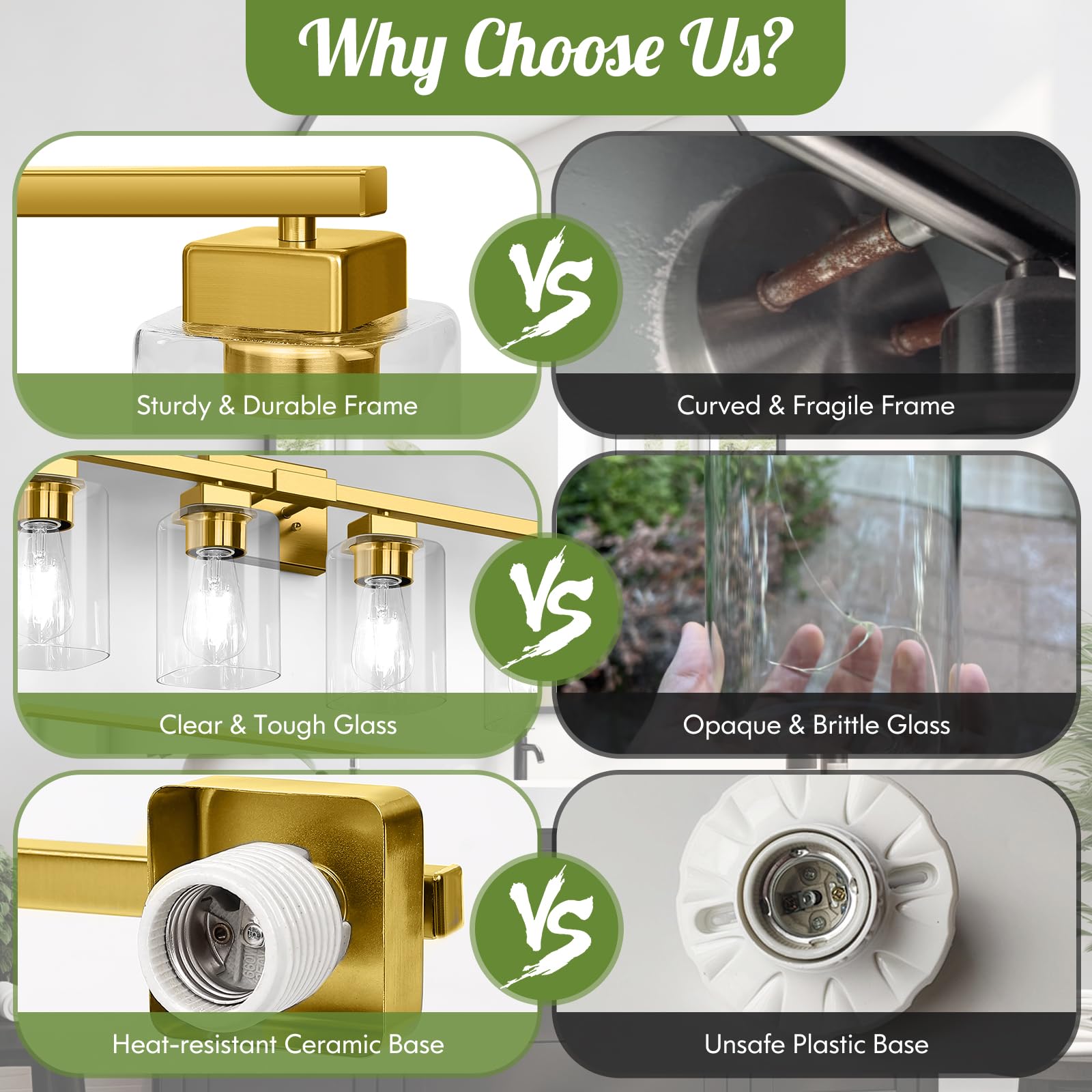 Bathroom Vanity Light, 4-Light Modern Matte Gold Wall Sconce Lighting With Clear Glass Shade, Gold Wall Lights,Bath Vintage Wall