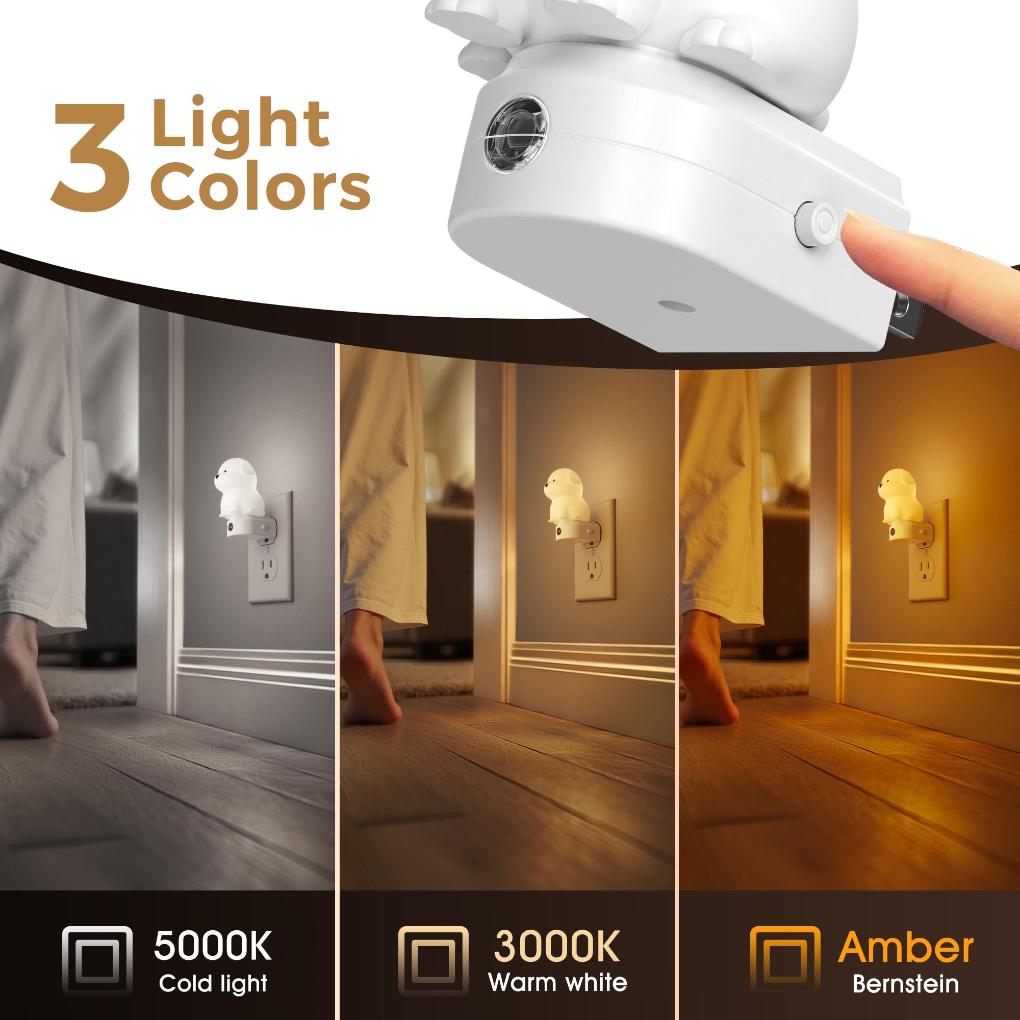 L LOHAS LED 3CCT Dog Night Light - Cute Puppy Design with Dusk to Dawn Sensor, 1 Pack, Ideal Christmas Birthday Gift for Kids