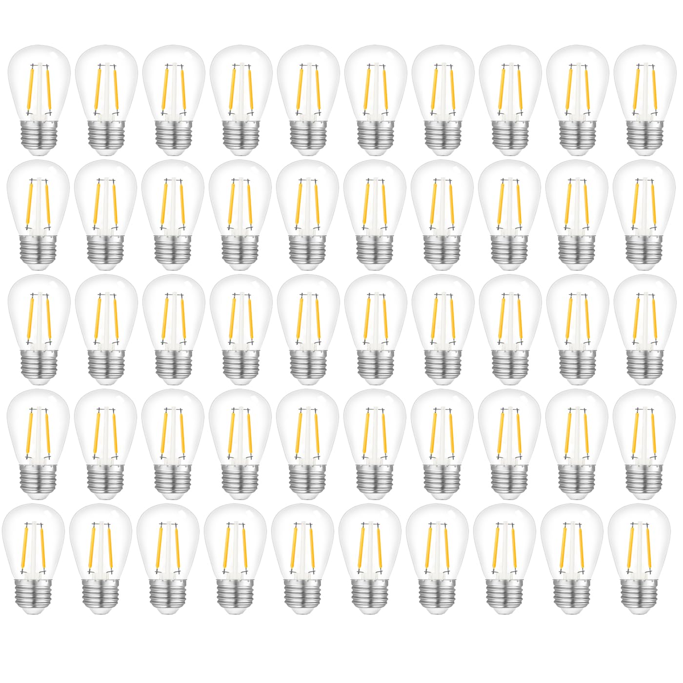 Jslinter 100Pack 2W S14 Led String Light Bulbs Replacement, 120Lm, 2700K Warm White, Shatterproof, E26 Screw Base