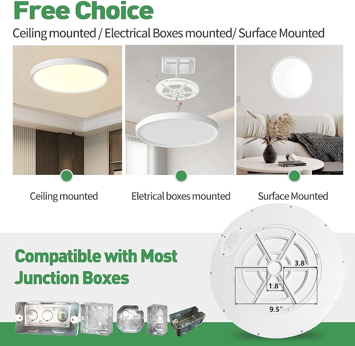 FY WISDOM FLY LIGHTING 4PK 15.8" LED Flush Mount Ceiling Light, 32W, 3480LM, CCT Selectable, White, Low Profile for