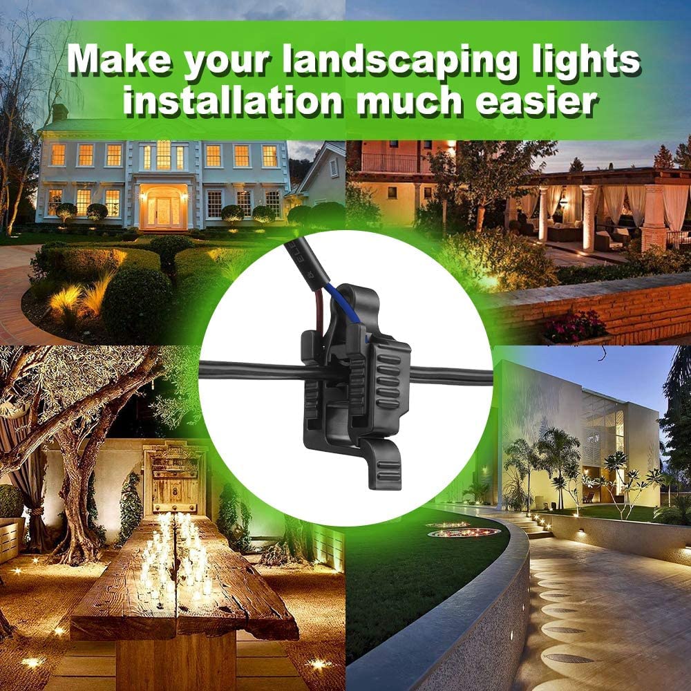QITIM Low Voltage Wire Connectors 10 Pack, Waterproof Landscape Lighting Splice, 12-18 Gauge, Black, UL Listed