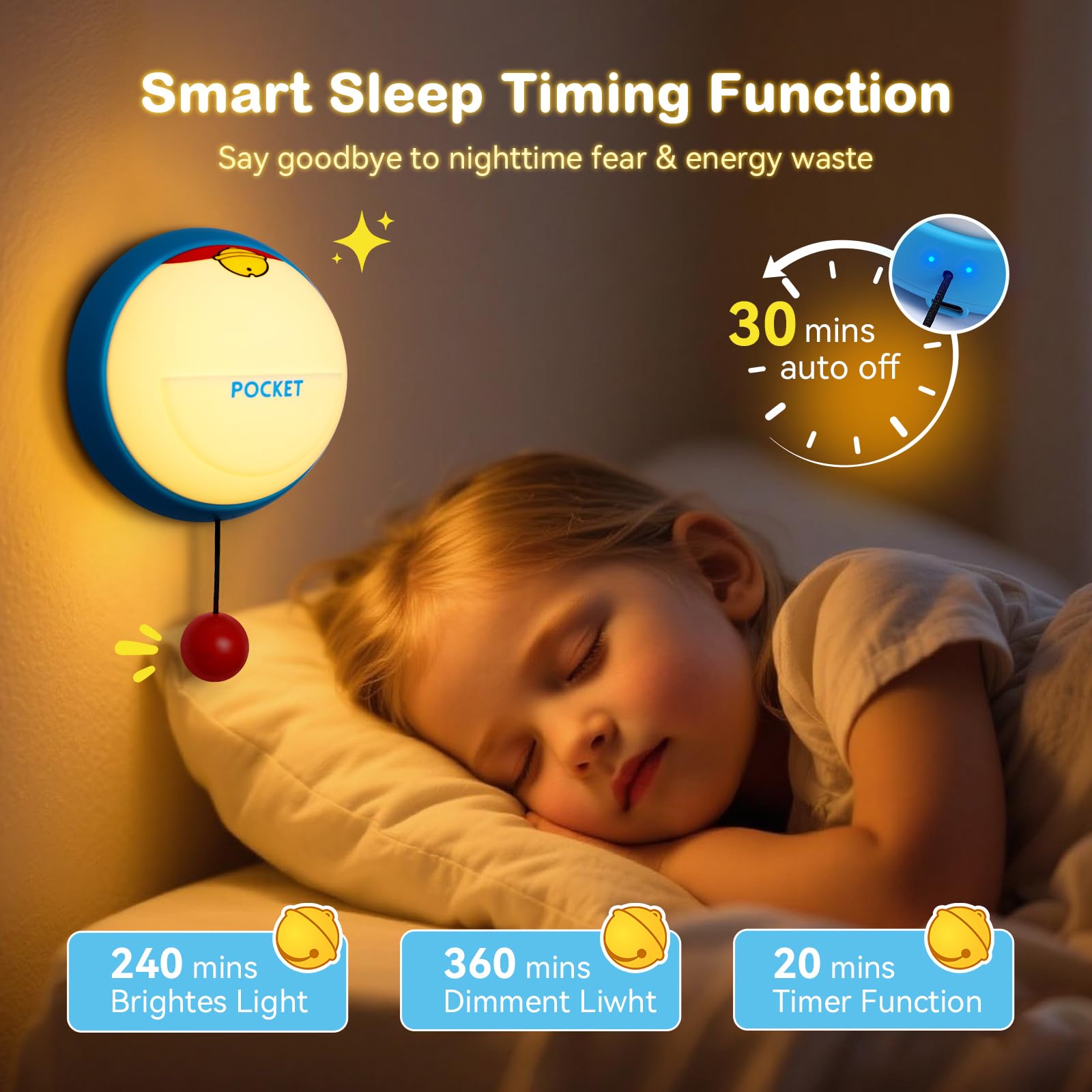 TCMOT Night Light Cute for Kids, 3-Level Dimmable Night Lamp Wall Mounted, Silicone Squishy Light Up Gifts, Rechargeable Bedside