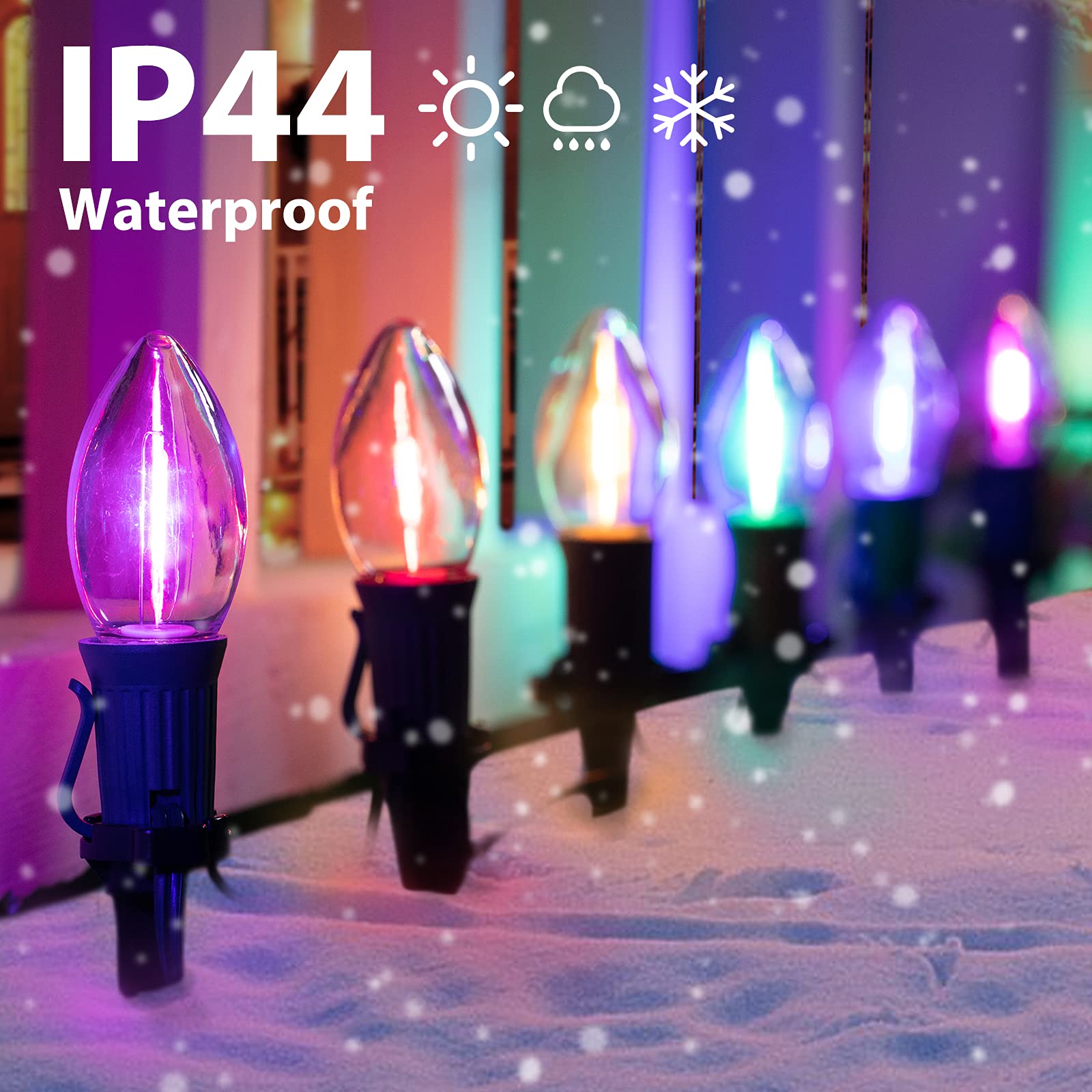 C9 Christmas Pathway String Lights - 2 Pack Total 51.4 Feet 40 Led Lights And 40 Stakes Extendable Waterproof For Outdoor Walkwa
