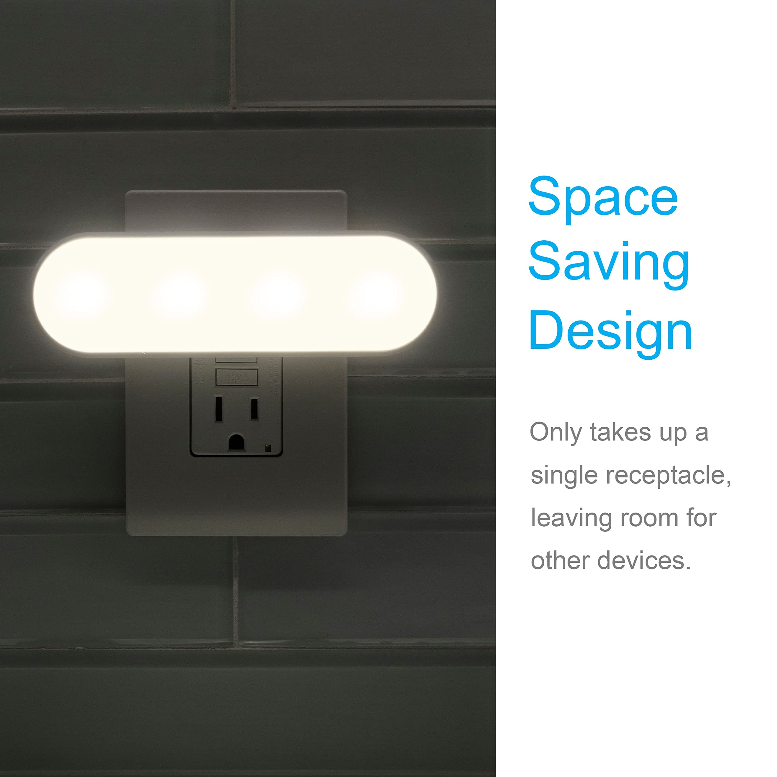 Ge Ultrabrite Led Light Bar Night Light, 100 Lumens, 4 Pack, Dusk-To-Dawn Sensor, Auto/On/Off Switch, Plug-In, Ideal For Dark Sp